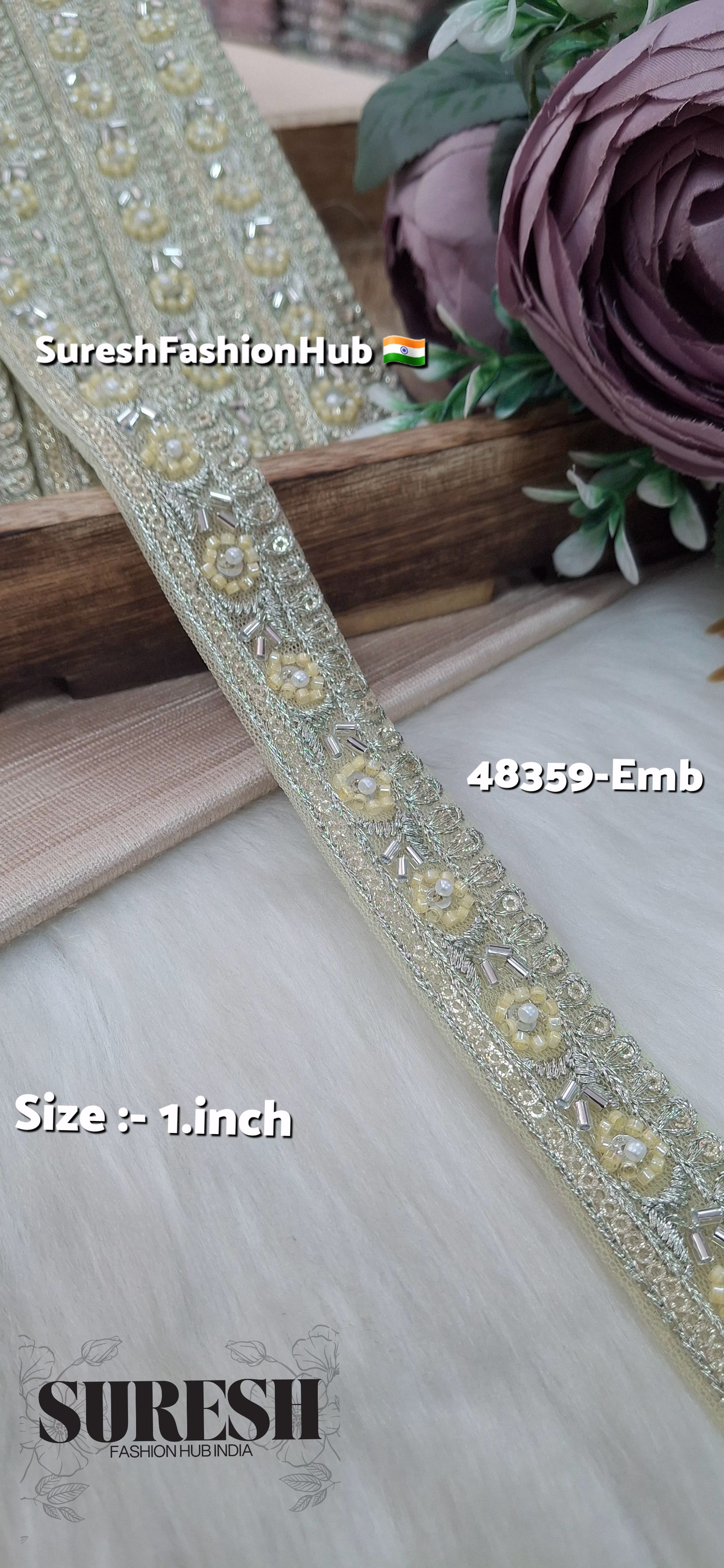Beaded Floral Charm Net Embroidered Lace