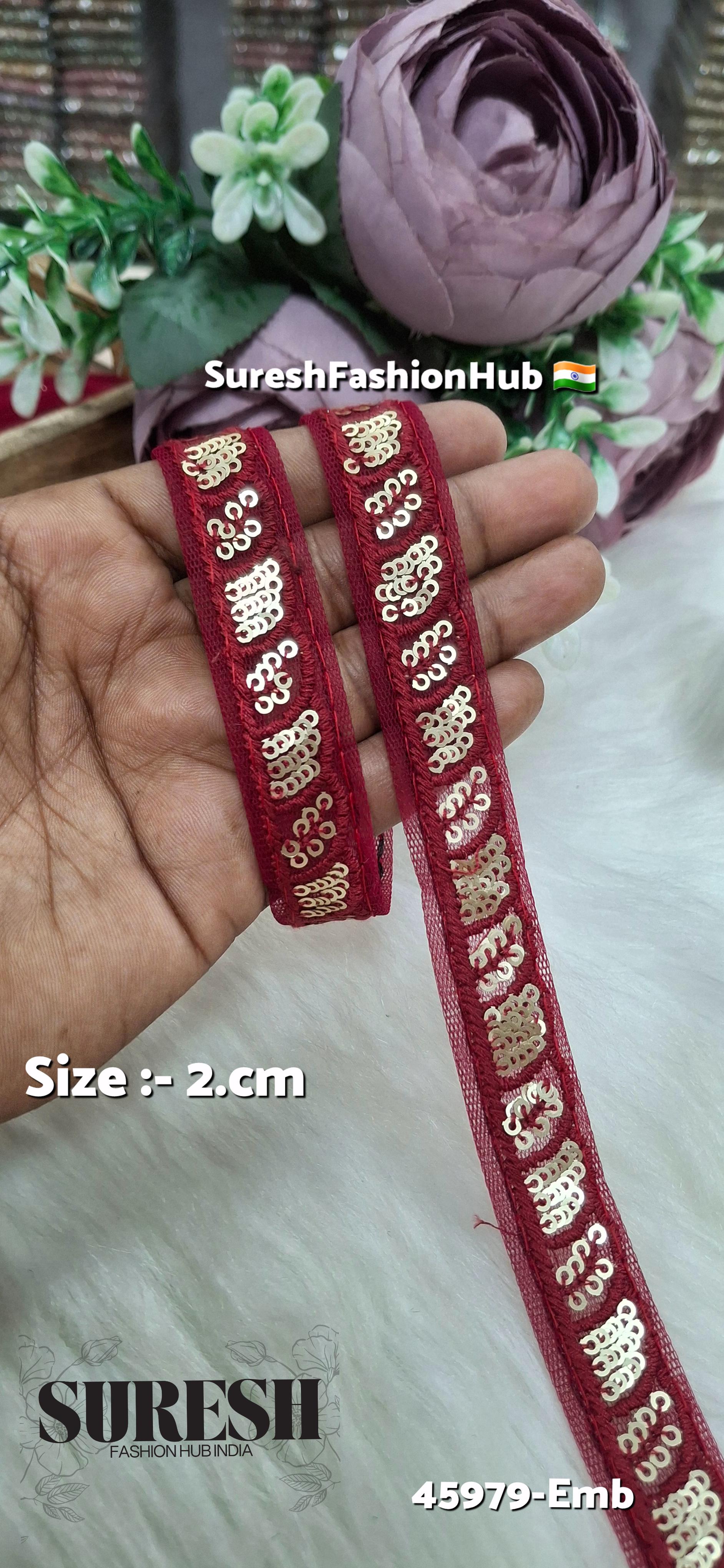 Maroon Tone-on-Tone Net Embroidery Lace