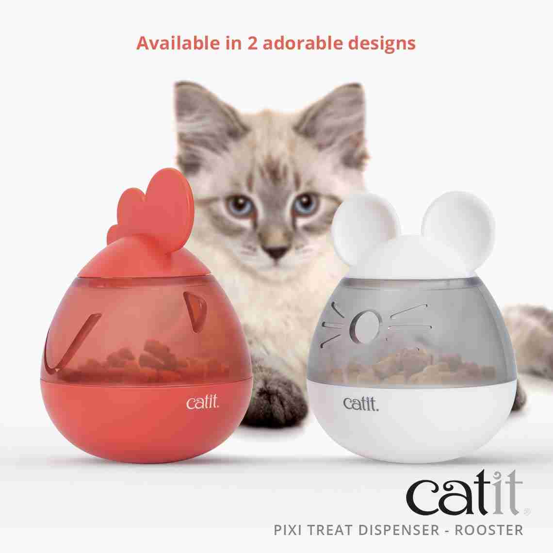 Catit PIXI Treat Dispenser Slow Feeder,  Interactive Treat Toy for Cats Rooster