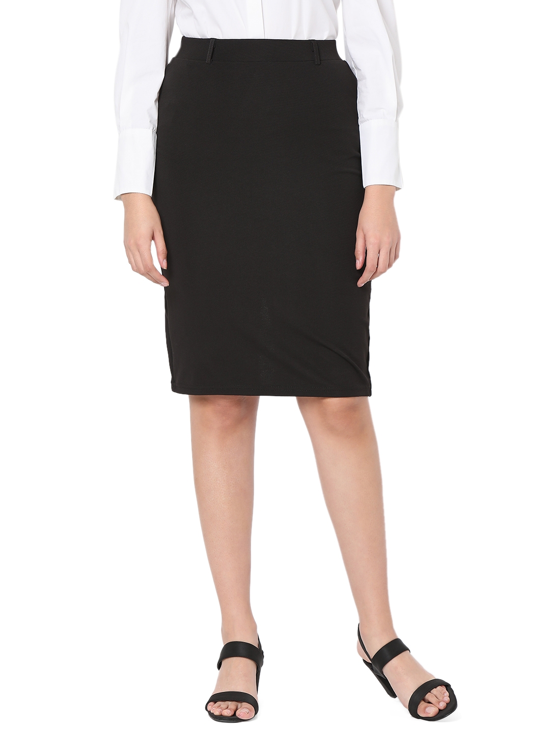 Smarty Pants | Smarty Pants women's cotton lycra black color pencil skirt. 0