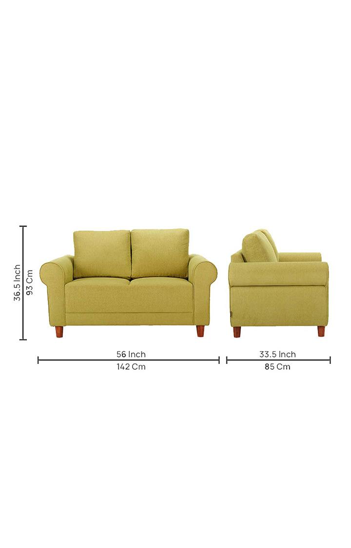 neudot Melody Sofa for Living Room |2 Persons Sofa|Premium Fabric with Padded Cushioned Armrest | Solid Wood Frame|2 Seater in Mellow Green Color