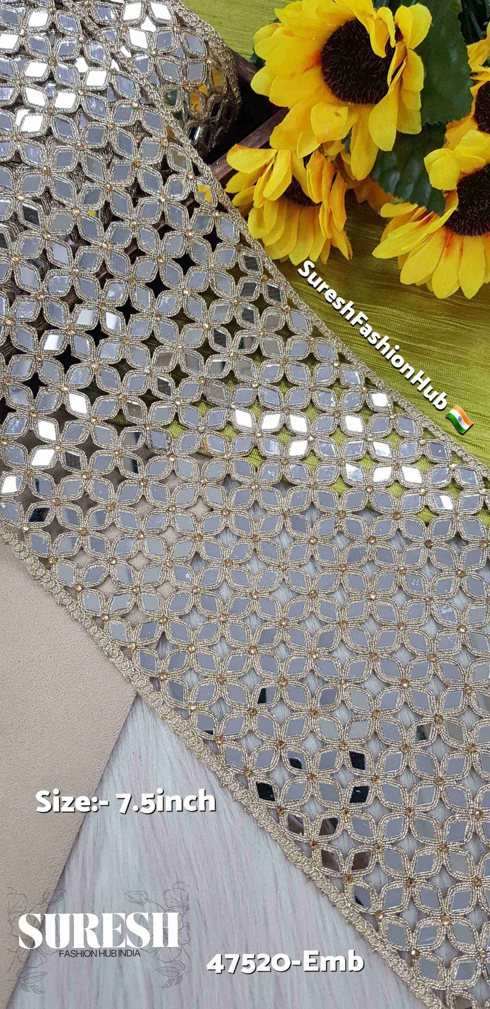  Light Gold Mirror Cutwork Lace