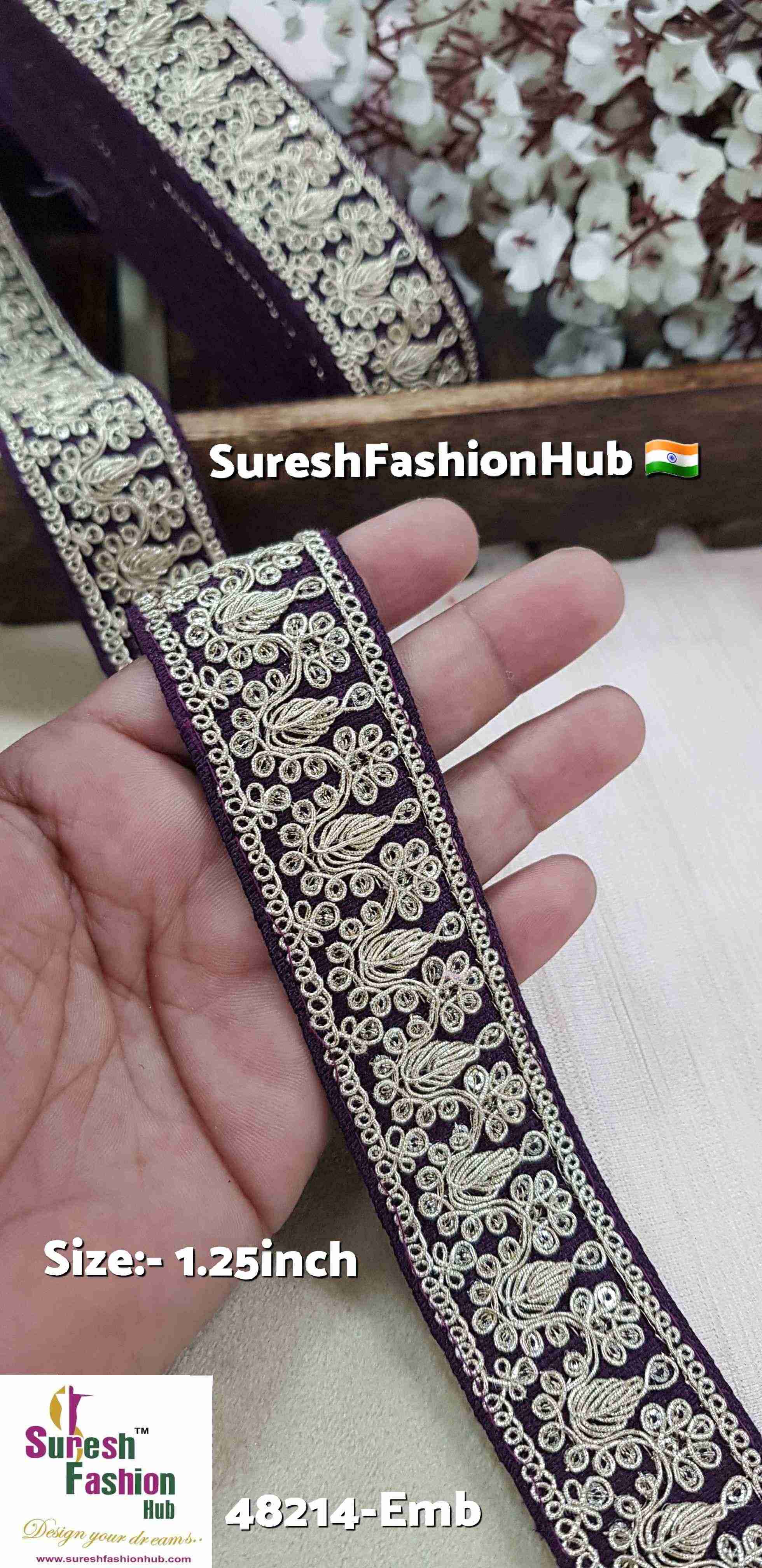 Magenta Pearl & Sequence Fabric Lace