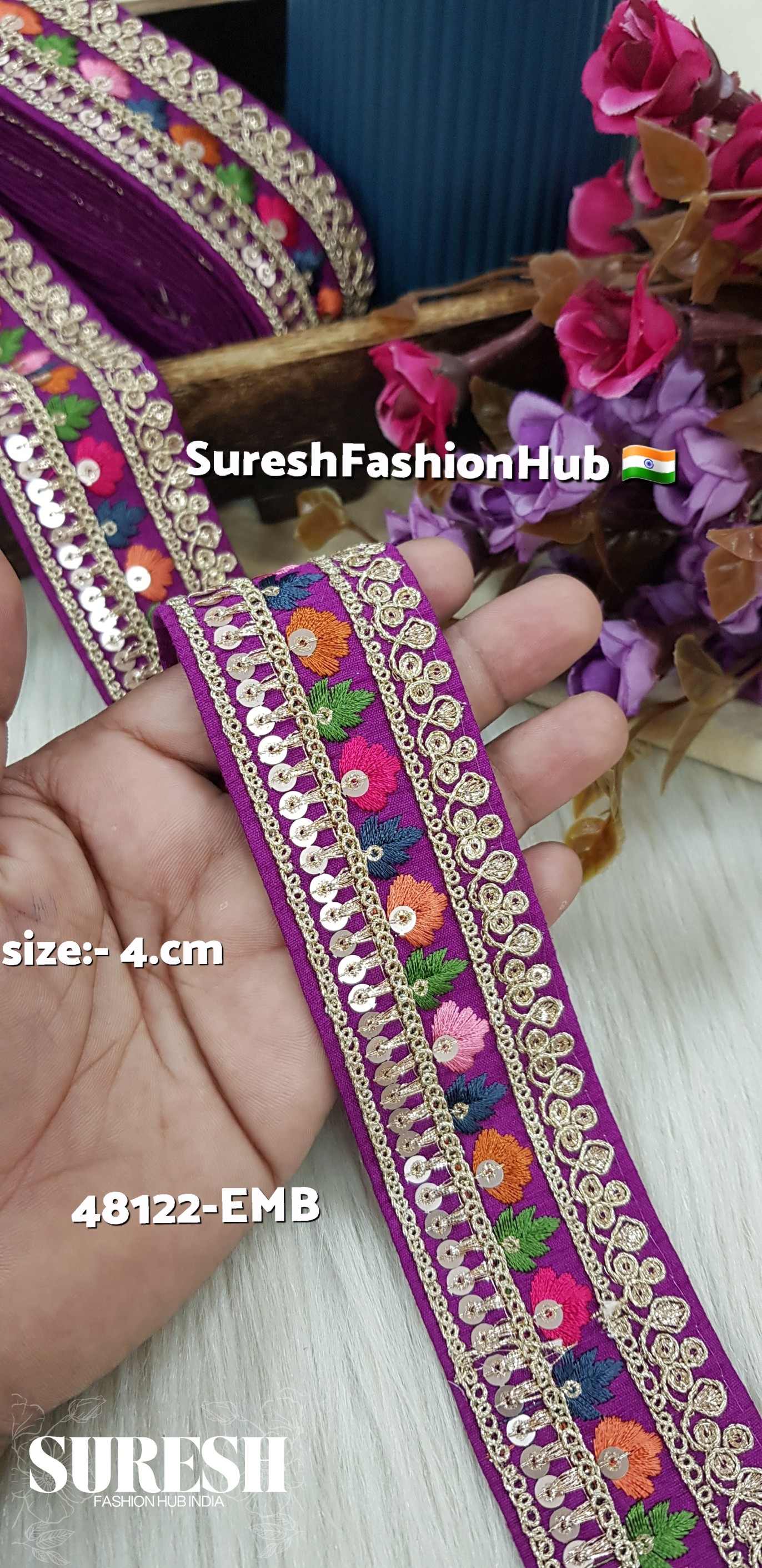 Sabyasachi Inspired Majestic Magenta Embroidery Lace – 48122-Emb