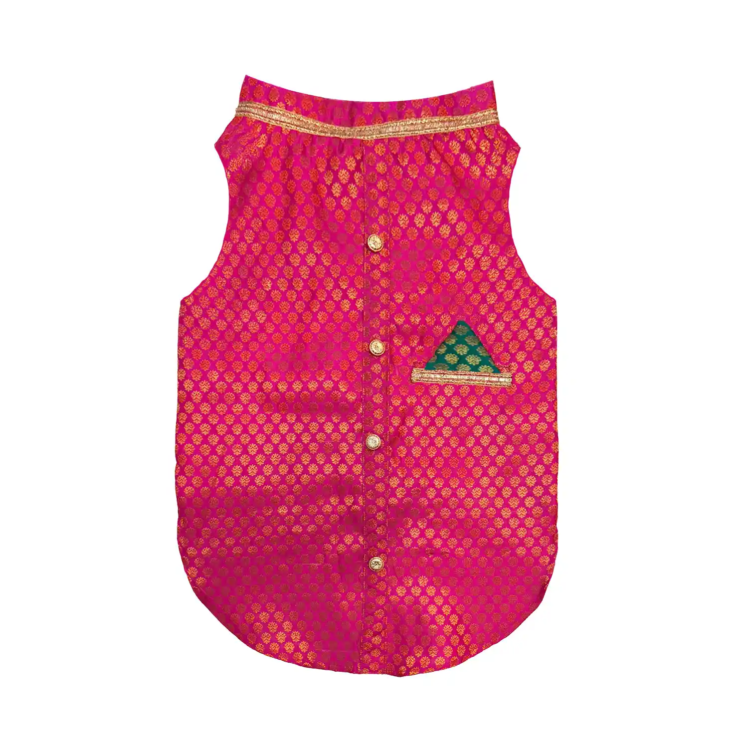 Pawsindia Traditional Royal Brocade Kurta for Dogs  - Pink | Ethnic Festive Wear