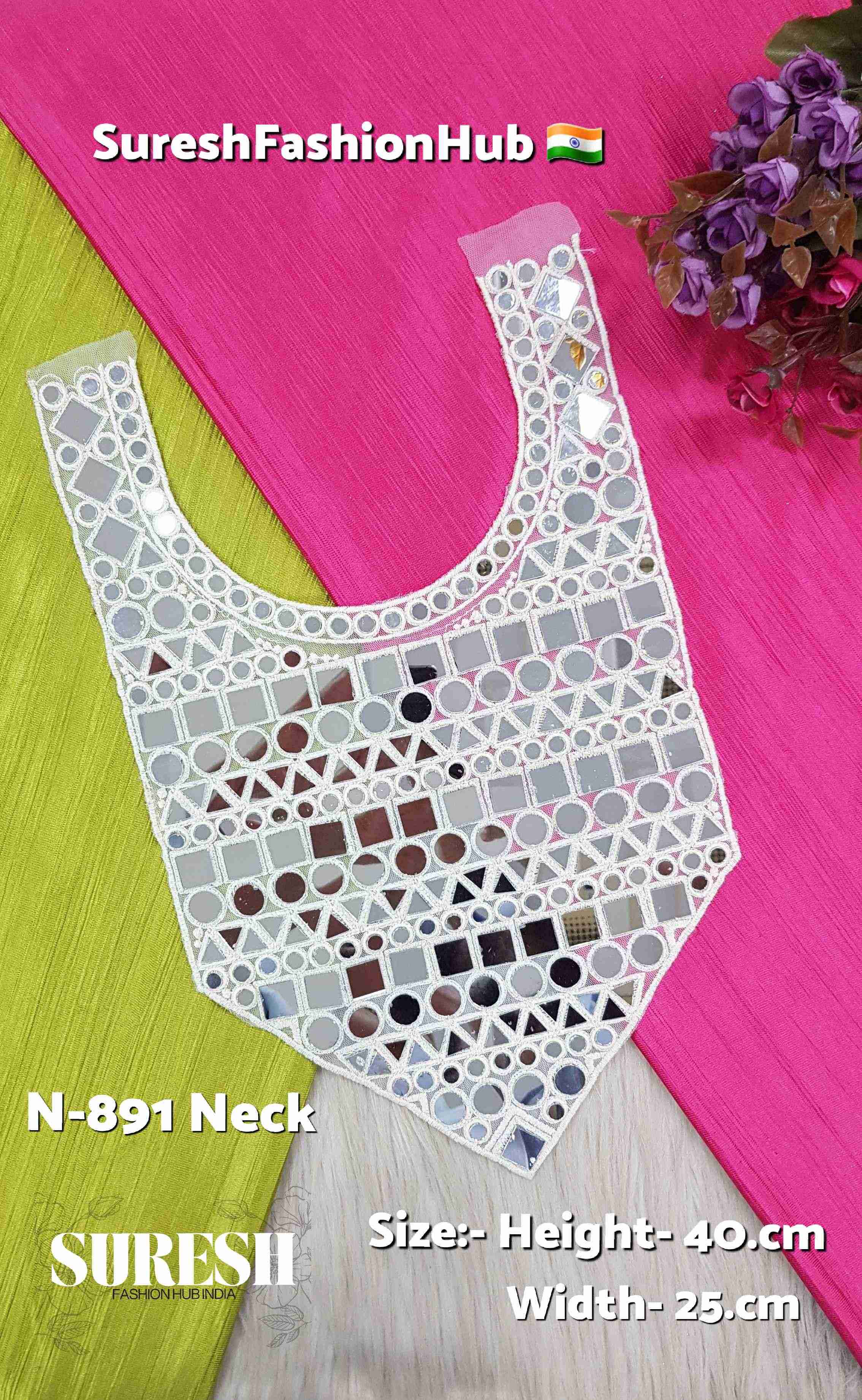 Ivory Geometry Real Mirror Neck Design – Offwhite | N-891