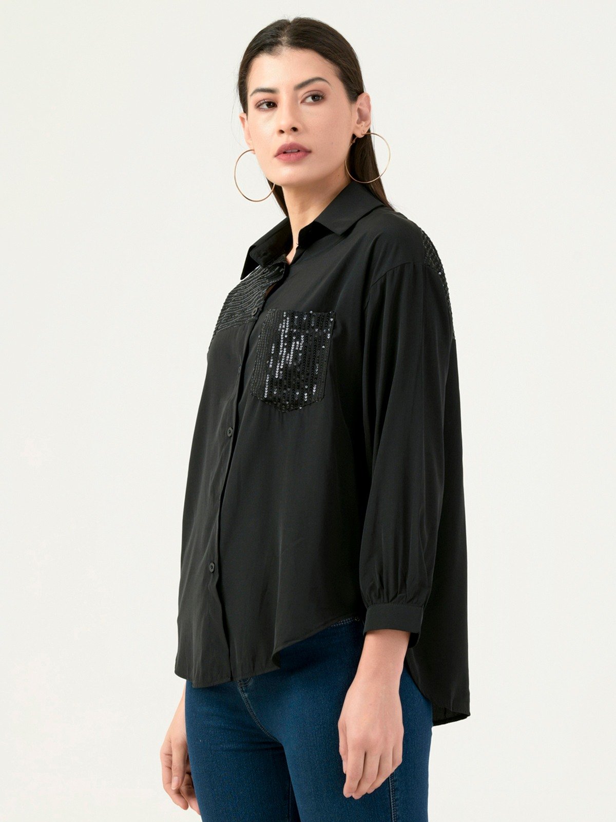 Albion Women Smart Premium Black Casual Shirt