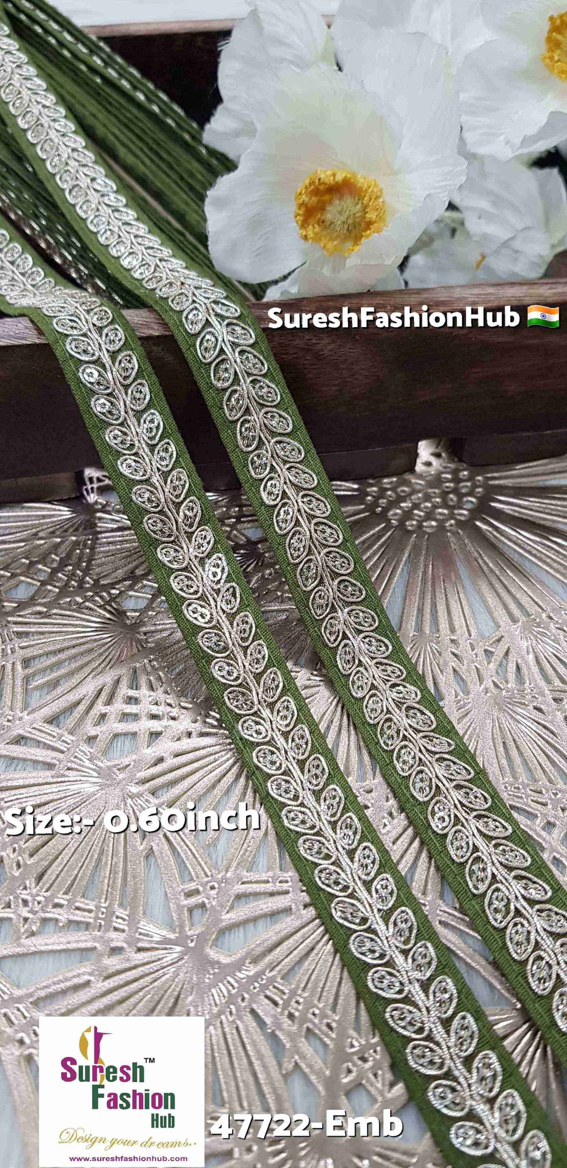 Mehendi Pearl Leaf Embroidered Border