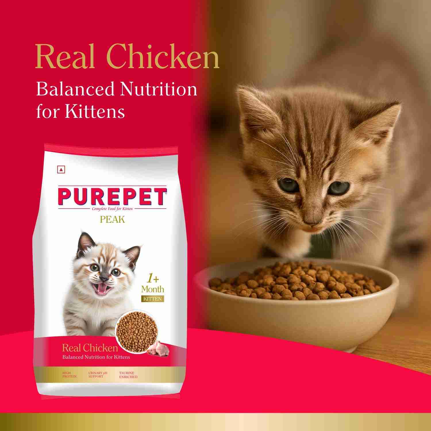 Purepet Peak Real Chicken Kitten Dry Food, 1.2 Kg