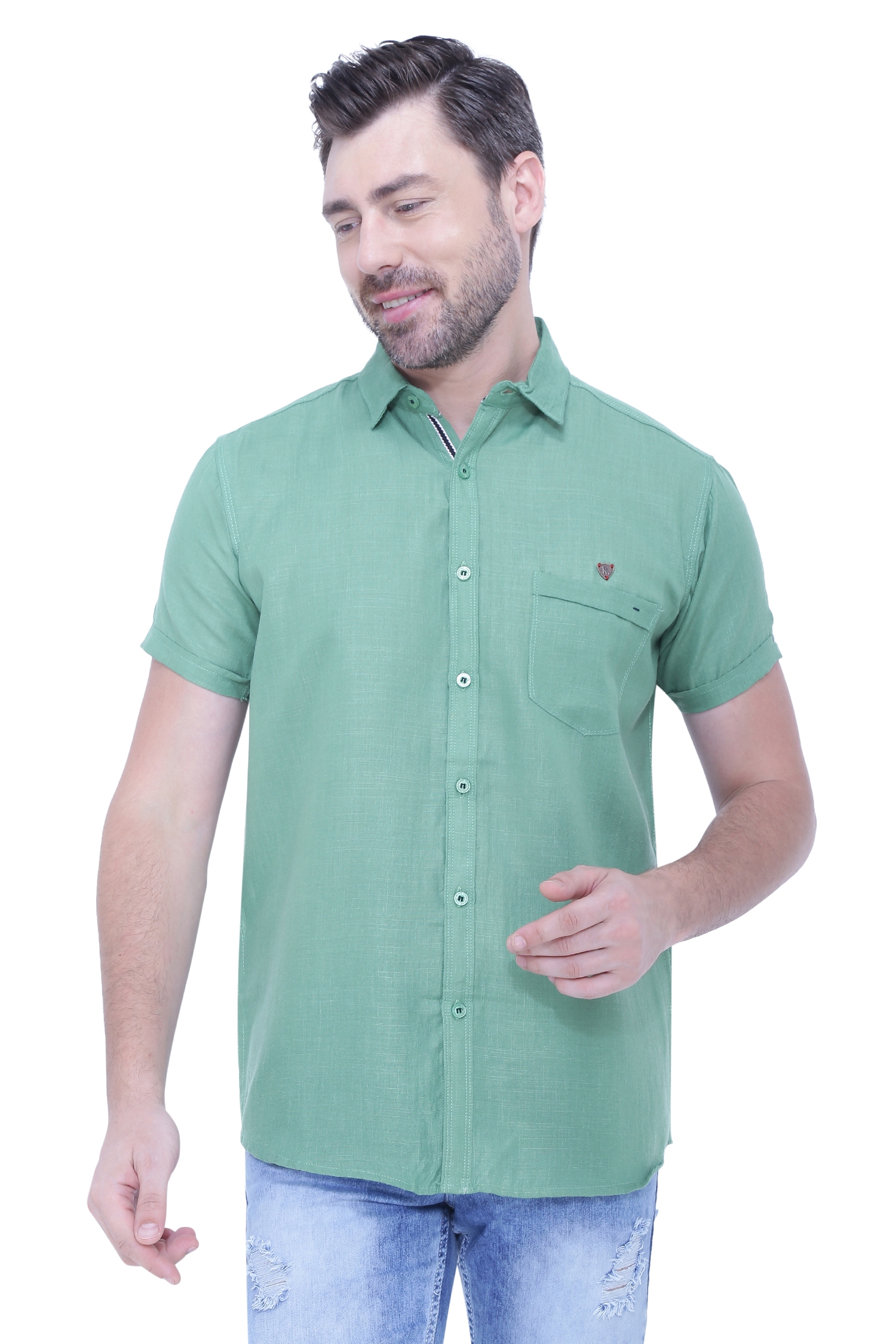 Kuons Avenue | Kuons Avenue Men's Linen Blend Half Sleeves Casual Shirt-KACLHS1237 0