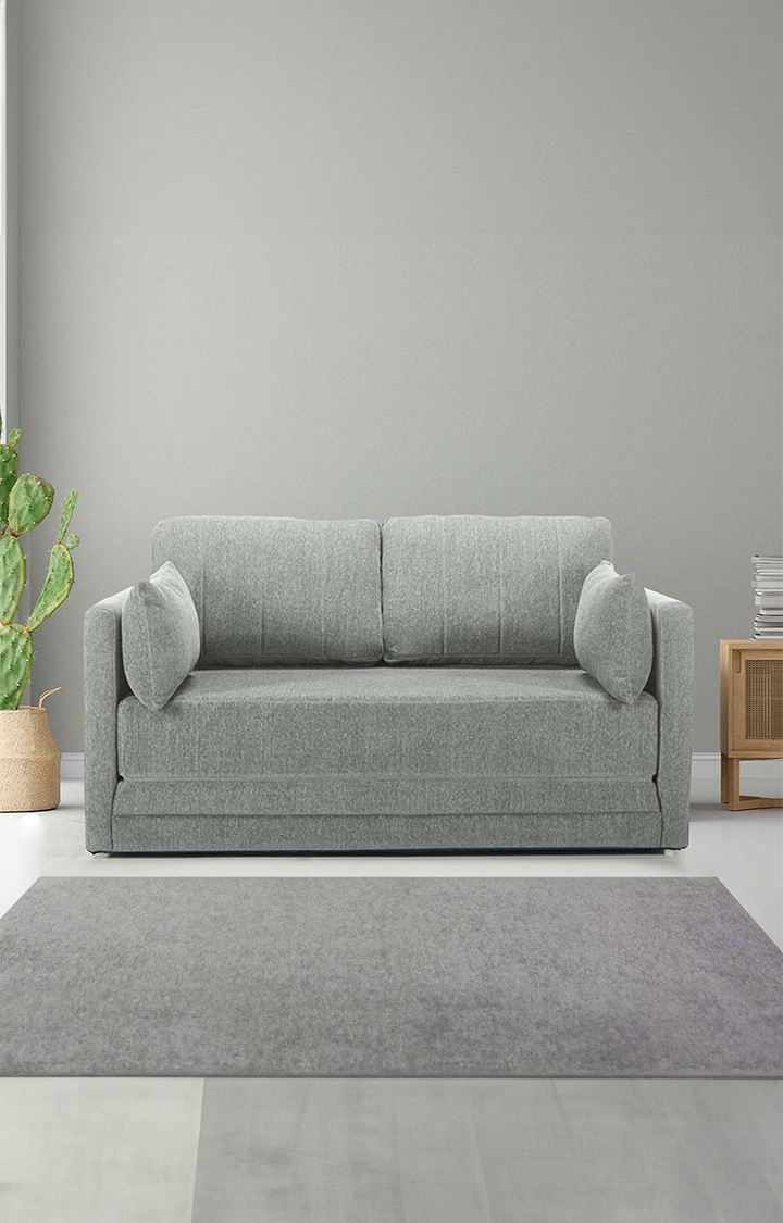 neudot Max Fabric Pull-Out Sofa Cum Bed for Living Room | 2 Seater Sofa Bed for Drawing Room & Bedroom | Diwan | Grey Color