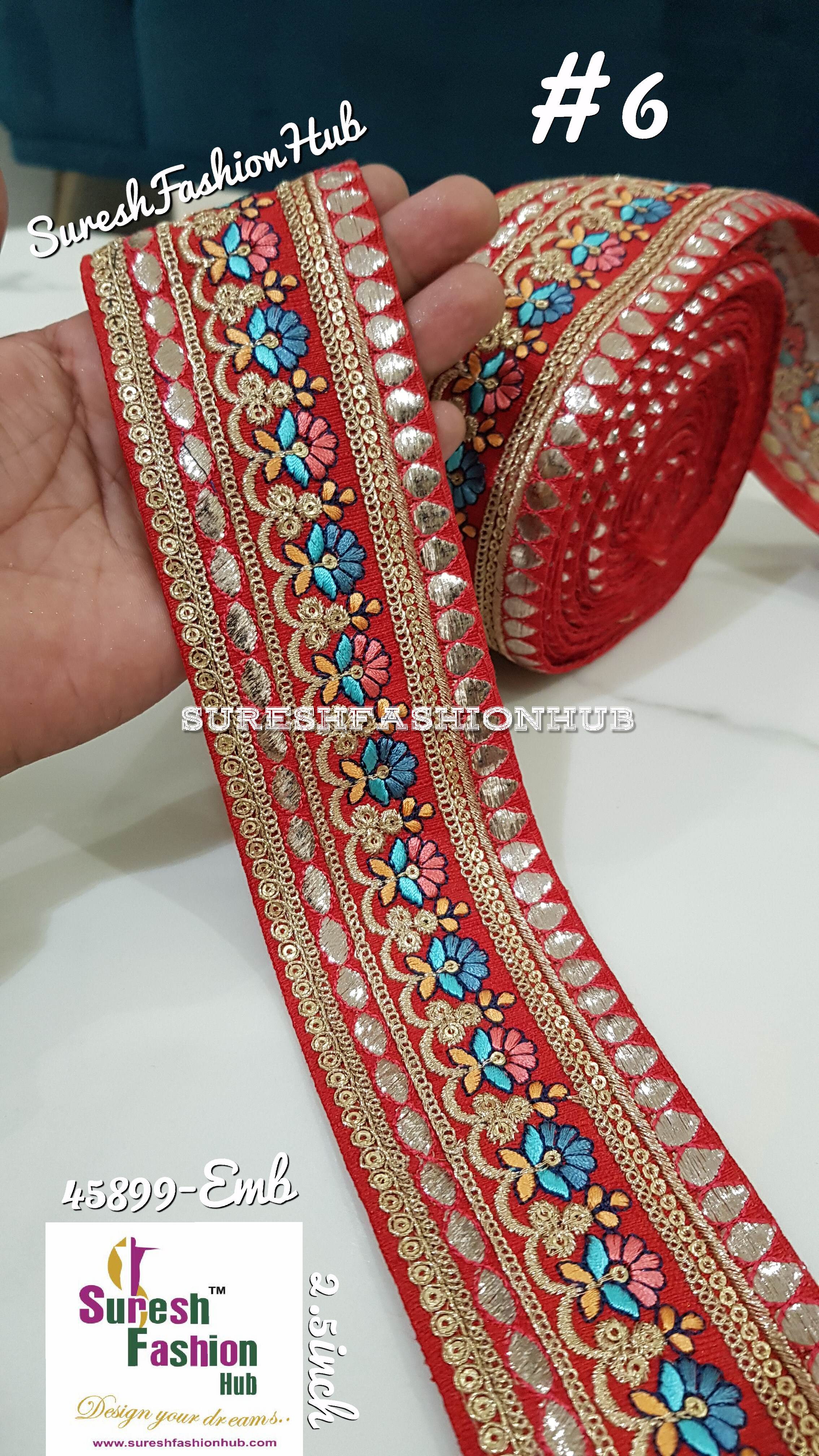 Mix Flowers With Foil Work Red Trim