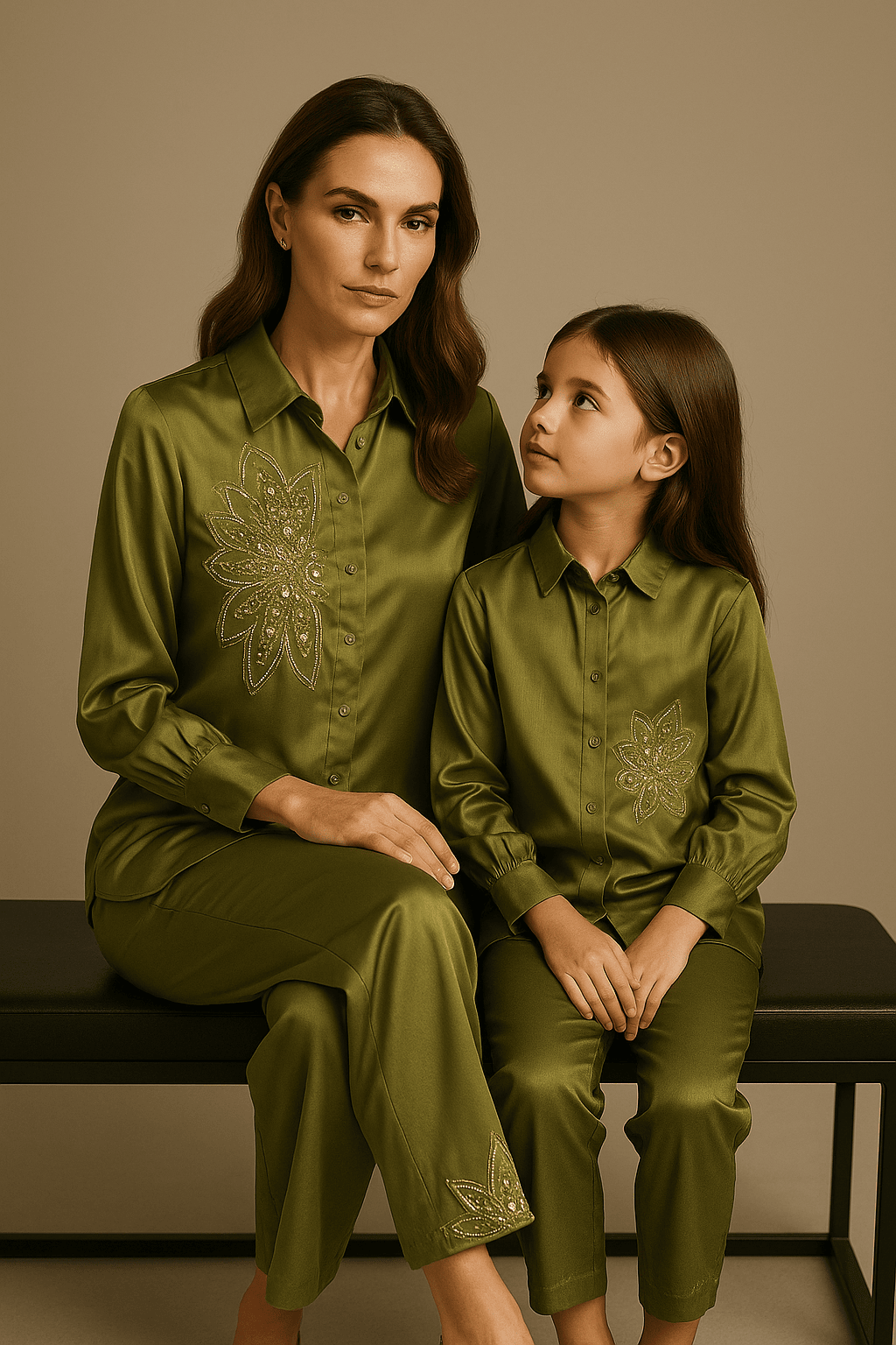 Women's  Mini Silk With Adda Work  co-ord set