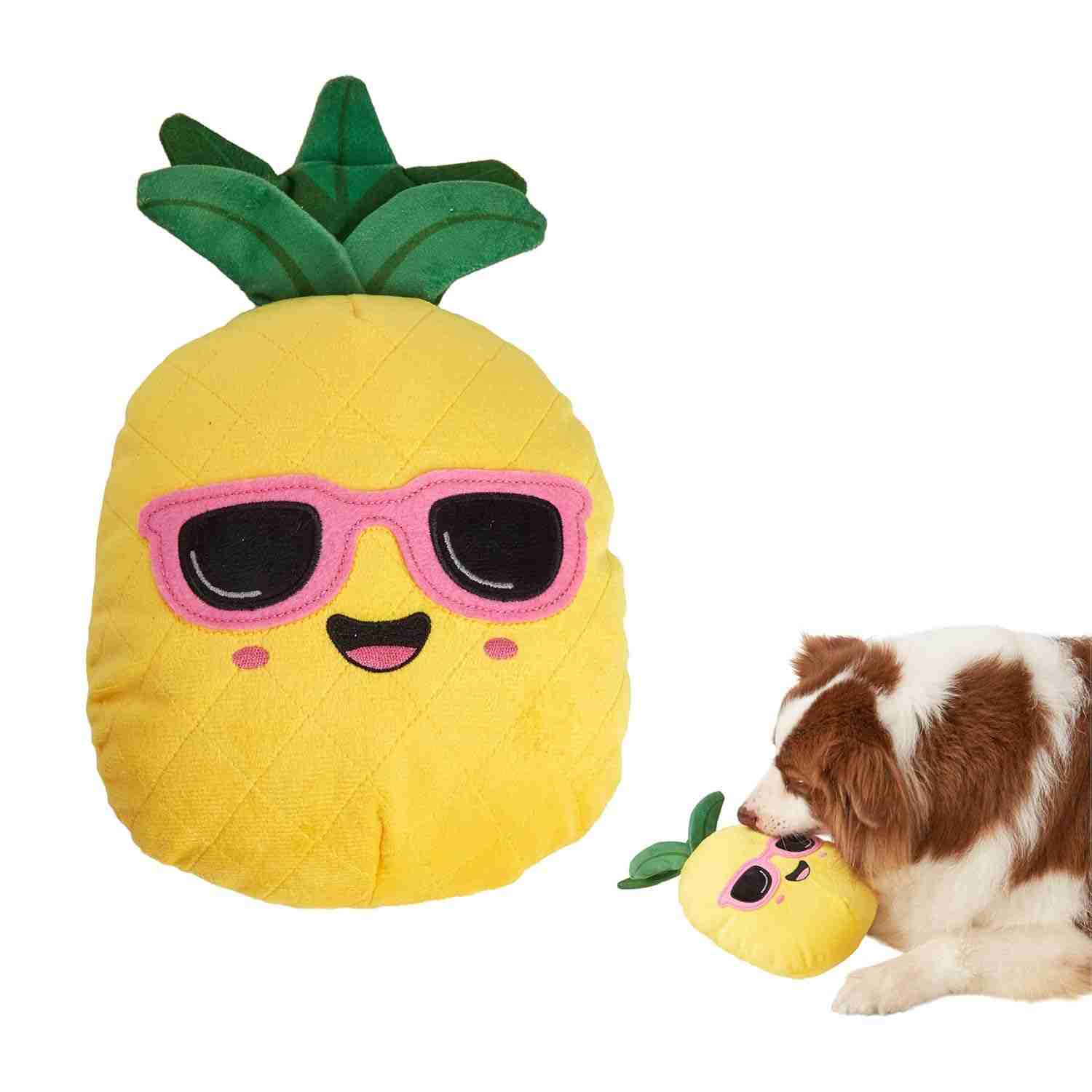 FOFOS Summer Plush Pineapple, Soft Squeaky Dog Toy