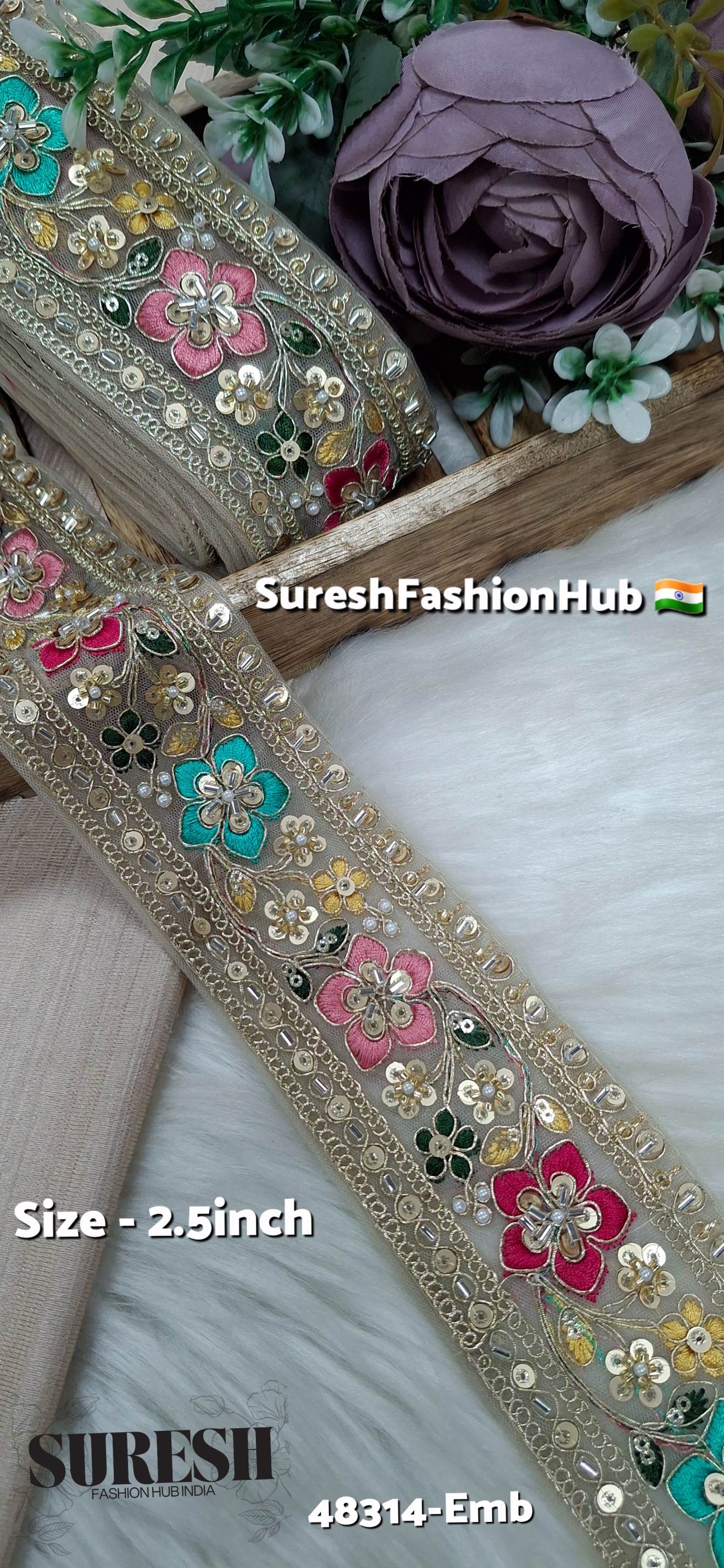  Multicolor Kaddana Floral Embroidery Lace