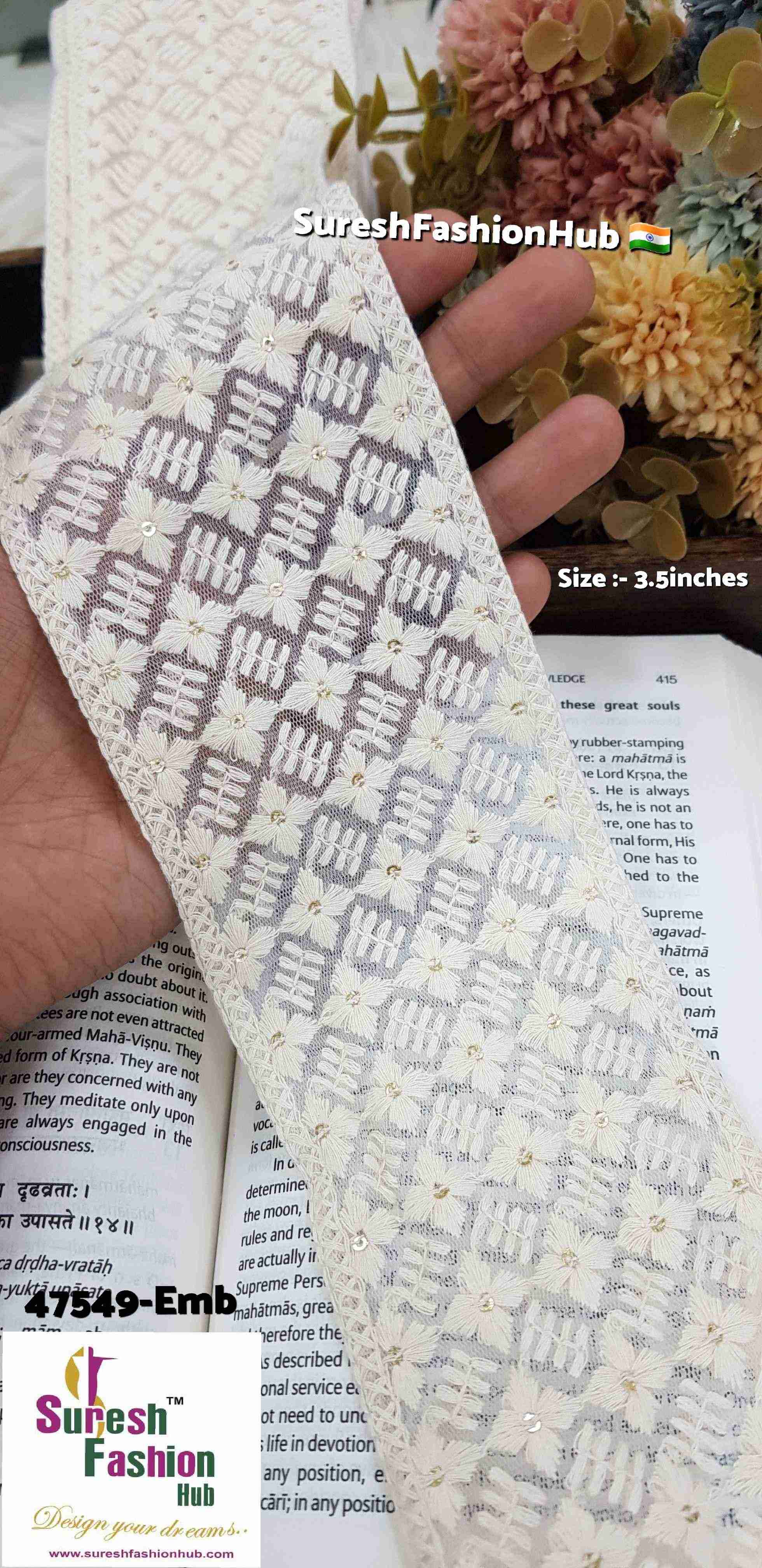 OffWhite Sequence Highlight Lakhnavi Lace