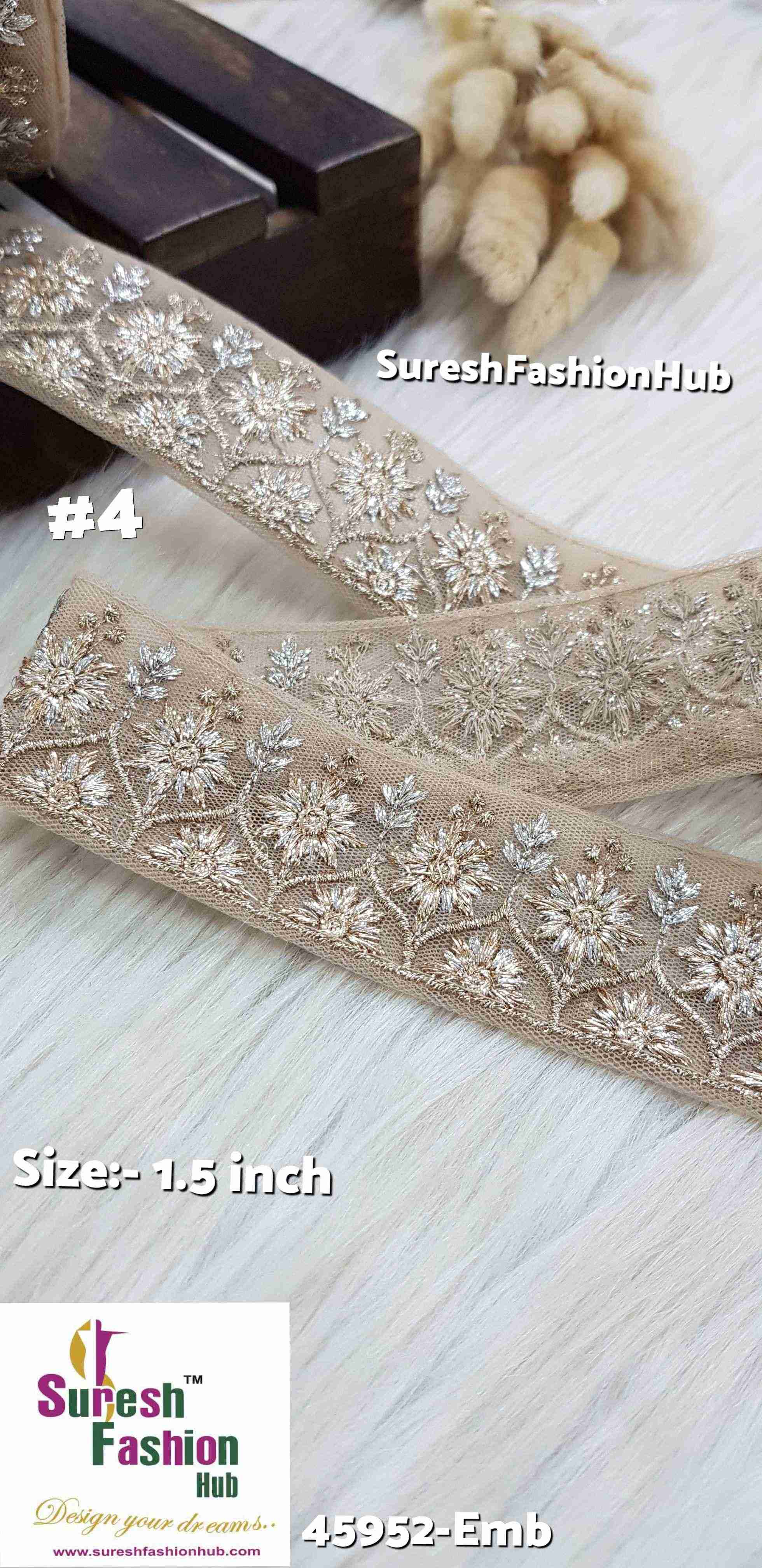 Opulent Silver + Gold Mix Badla  Embroidered Lace Roll