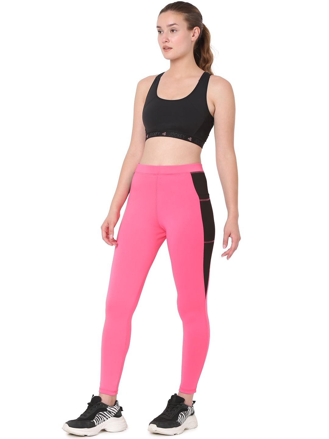 Smarty Pants women's stretchable mid-high rise waist pink color