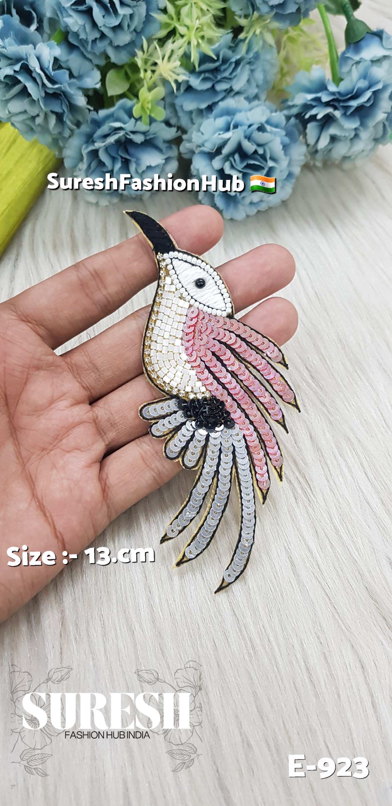 E-923 Shinning Pink Left Side Humming Bird Patch