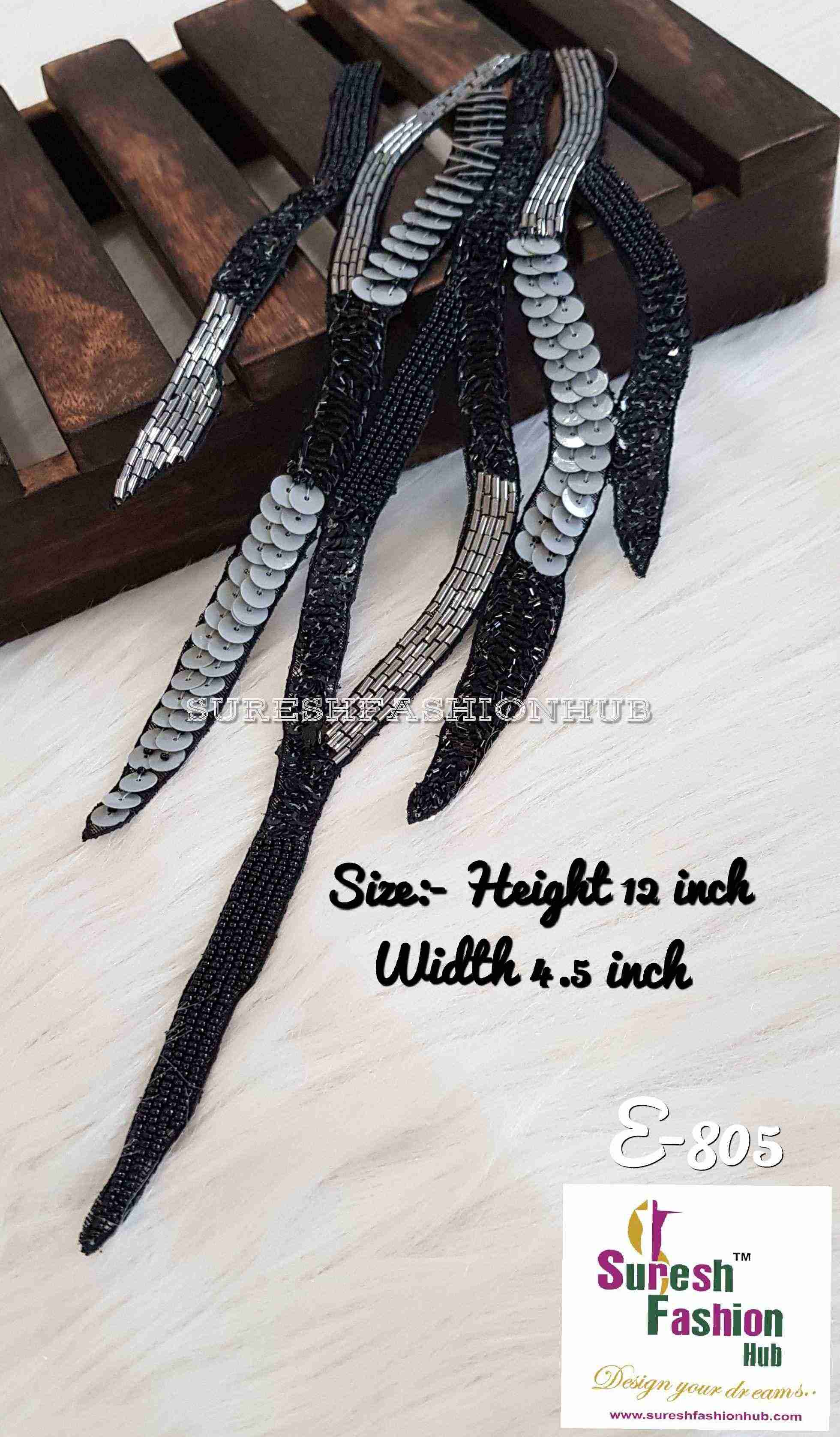 Unique Patterned Black Embellished Patch