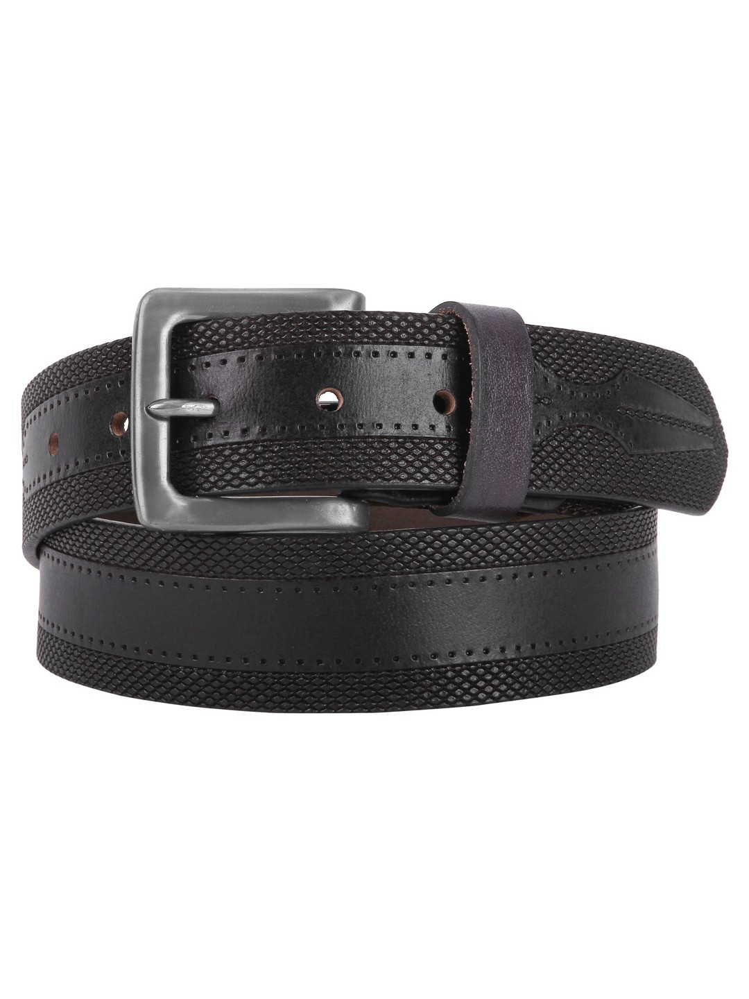 CREATURE | Creature Textured Print Casual Black Genuine Leather Belts For Men 1