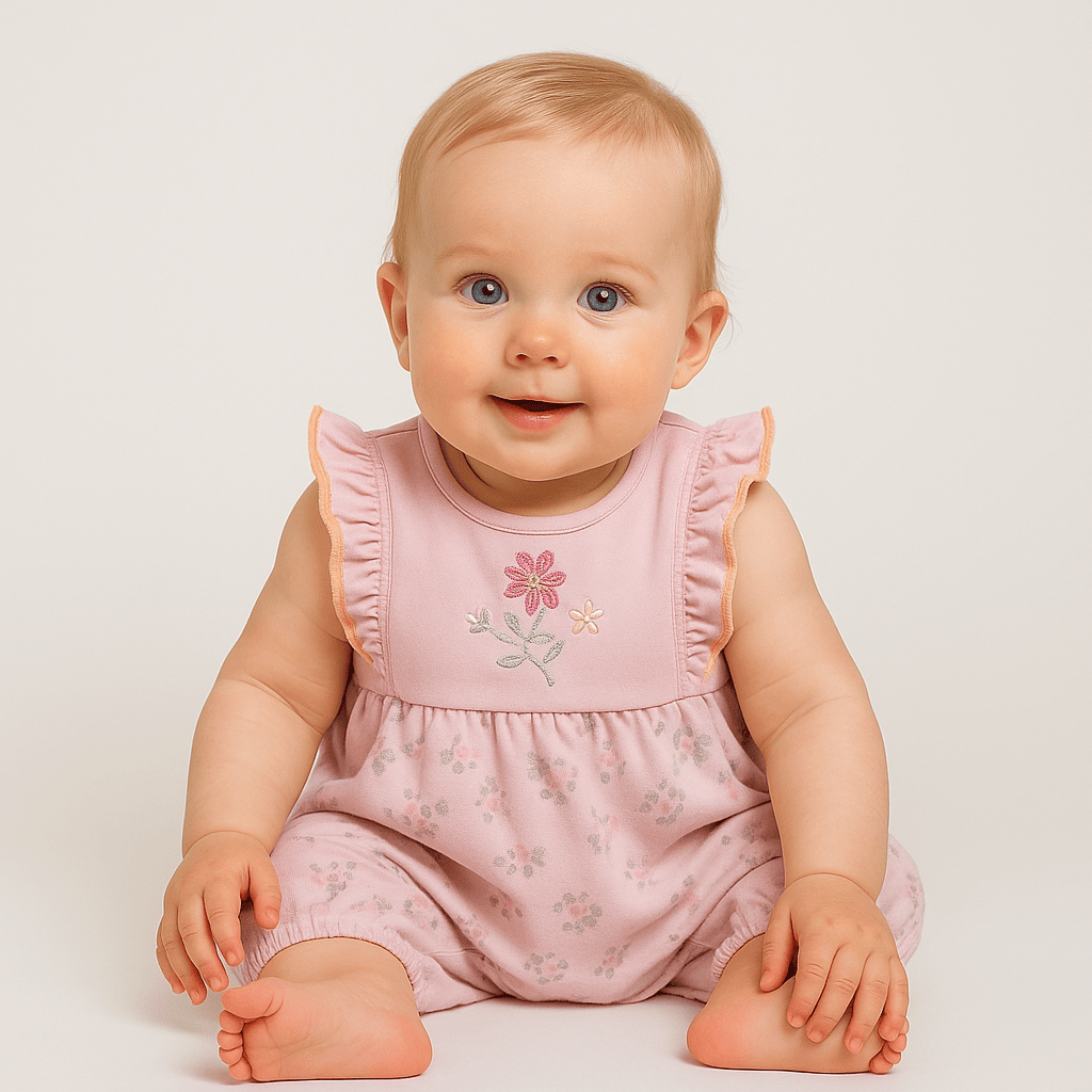 Pink Floral Ruffle Sleeveless Romper