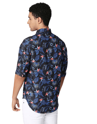 Hemsters | Men's Blue Cotton Printed Casual Shirts 3