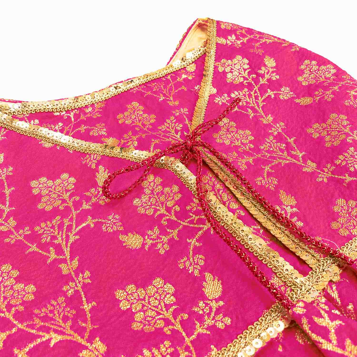 PawsIndia Traditional Royal Zari Dress for Cats - Pink