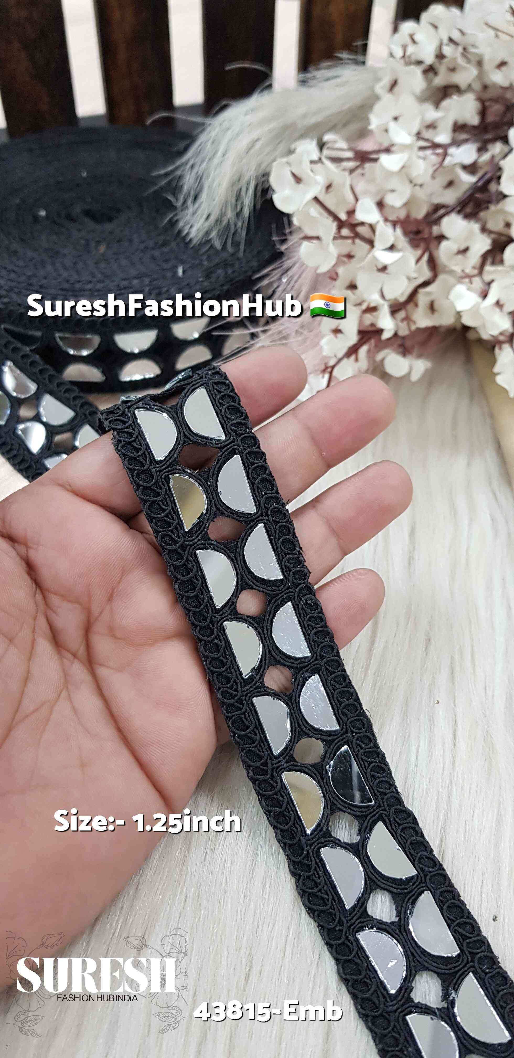 Black Semi-Circle Mirror Cutwork Lace