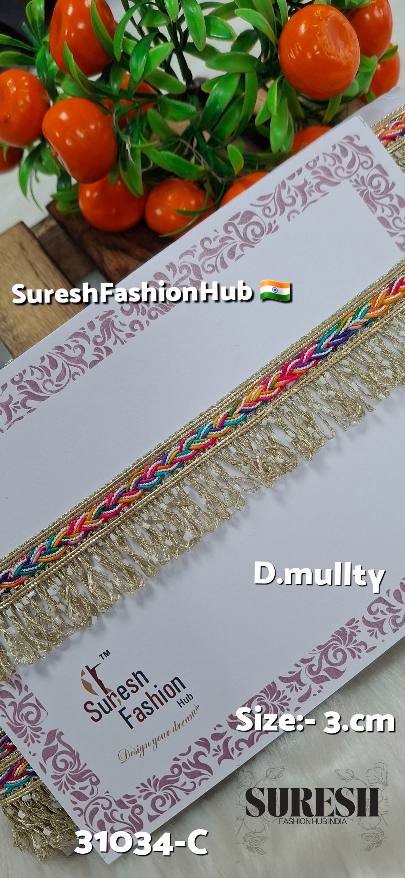 Dark Multy Jhalar Beaded Fringe Lace – 31034-C