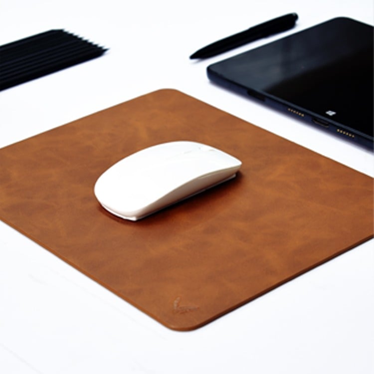 Rectangular Mouse Pad in Faux Leather | Creasing Free | High Precision | Reversible | Flexible | 11×9 Inches | Uniflex | Tan