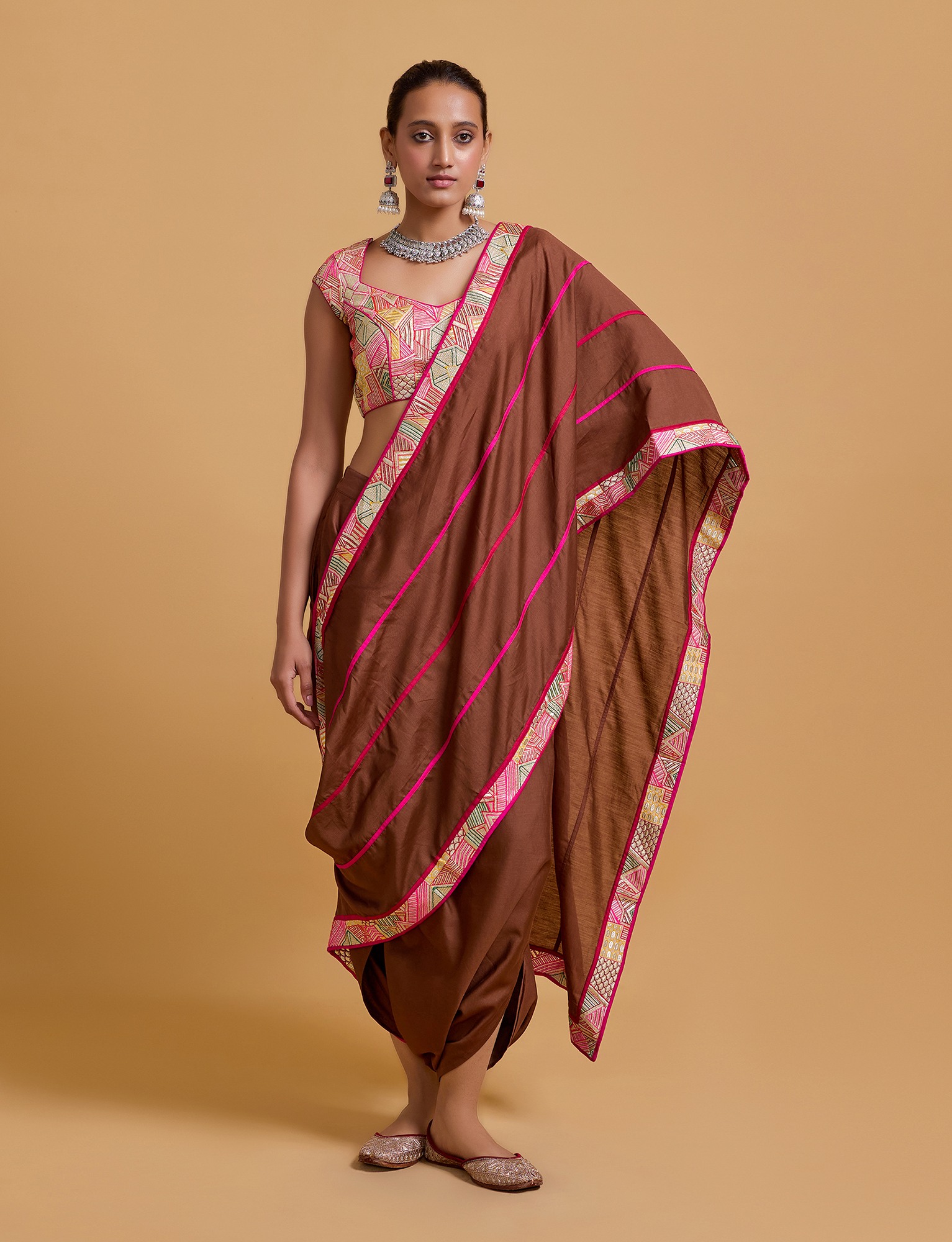 Mithai Brown Harem Saree
