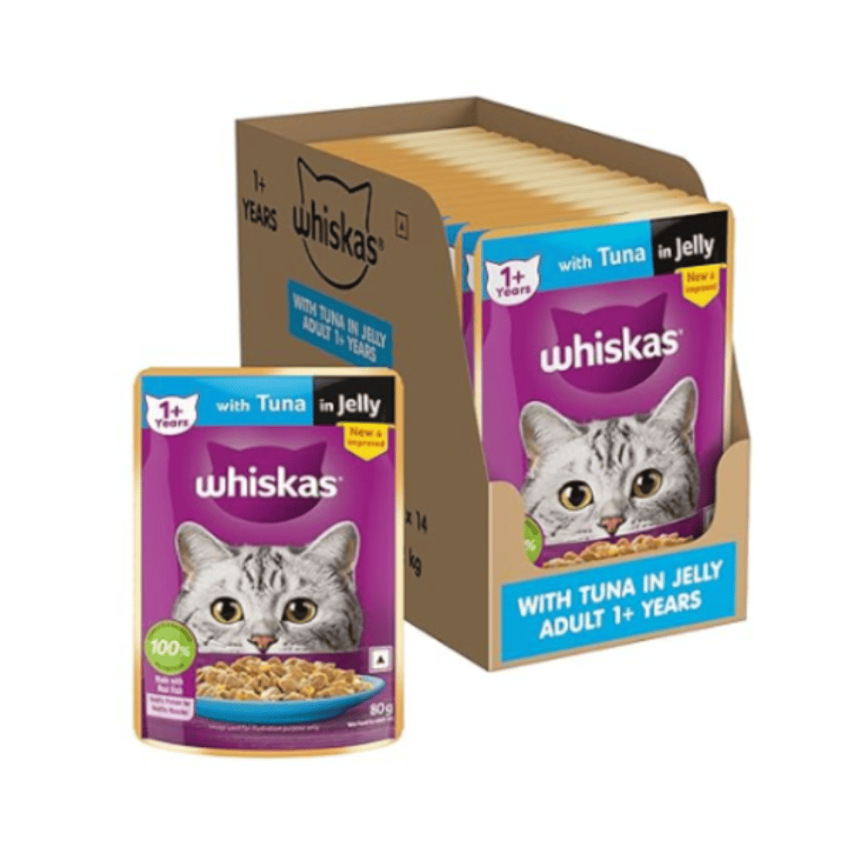 Whiskas Tuna Adult Wet Cat (1+ year) Food, 80gm