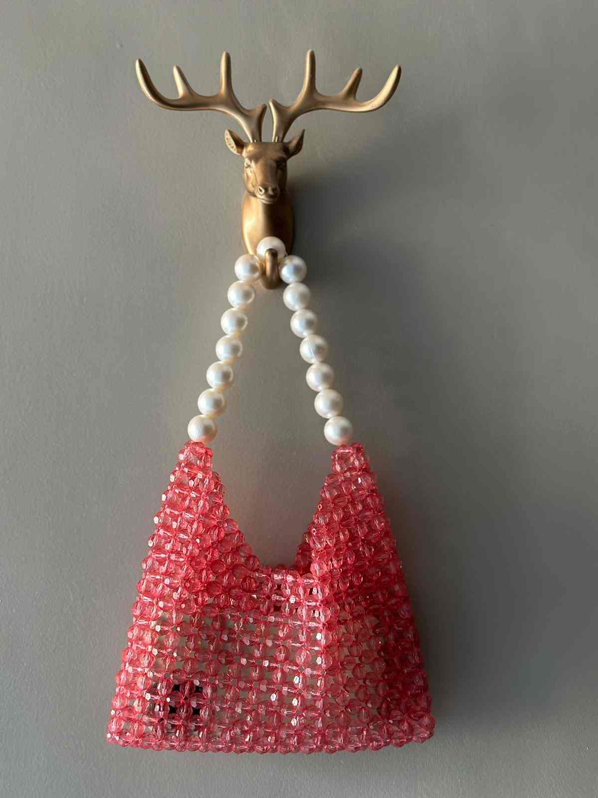 Dull Pink Bag With Pearl Handle (Big)