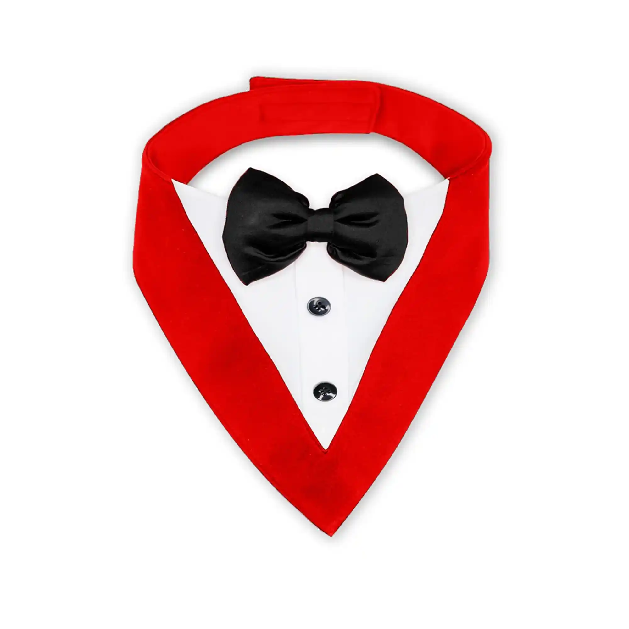 PawsIndia Red & White Tuxedo Suit, Red Carpet Ready