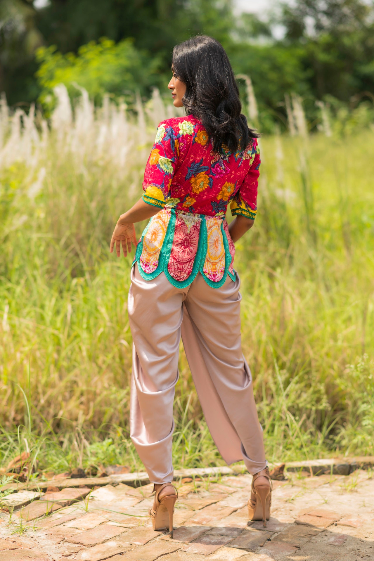 Buy Kefi Collections Blue Raw Silk Baani Peplum Top And Dhoti Pant Set  Online  Aza Fashions