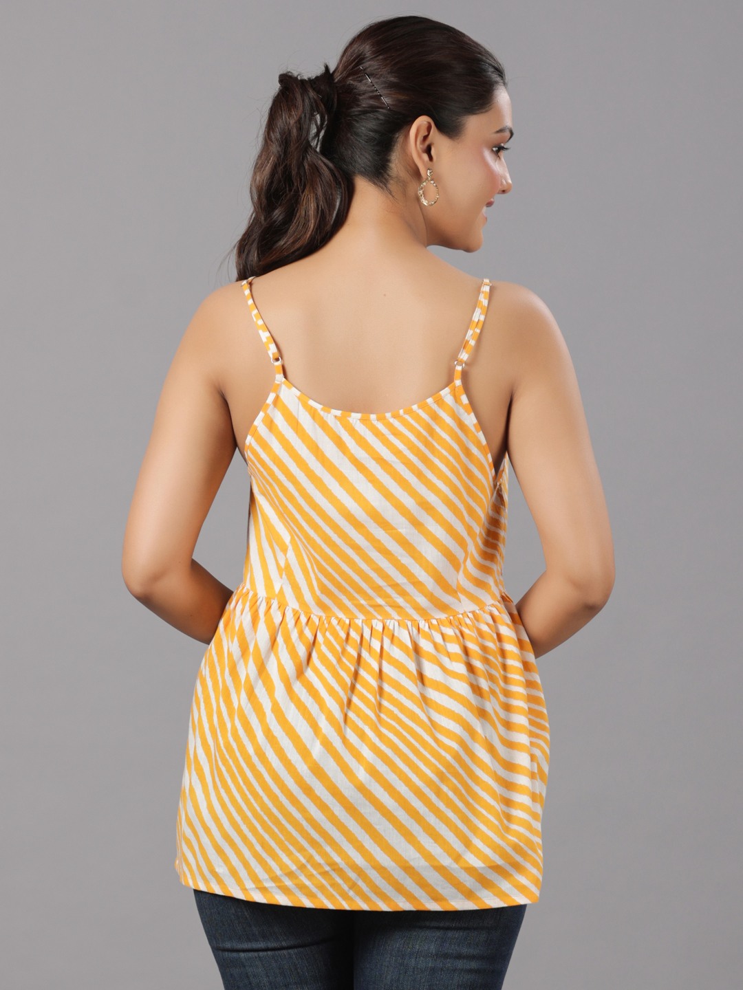 COTTON LEHERIYA FLARED STRAPPY TOP