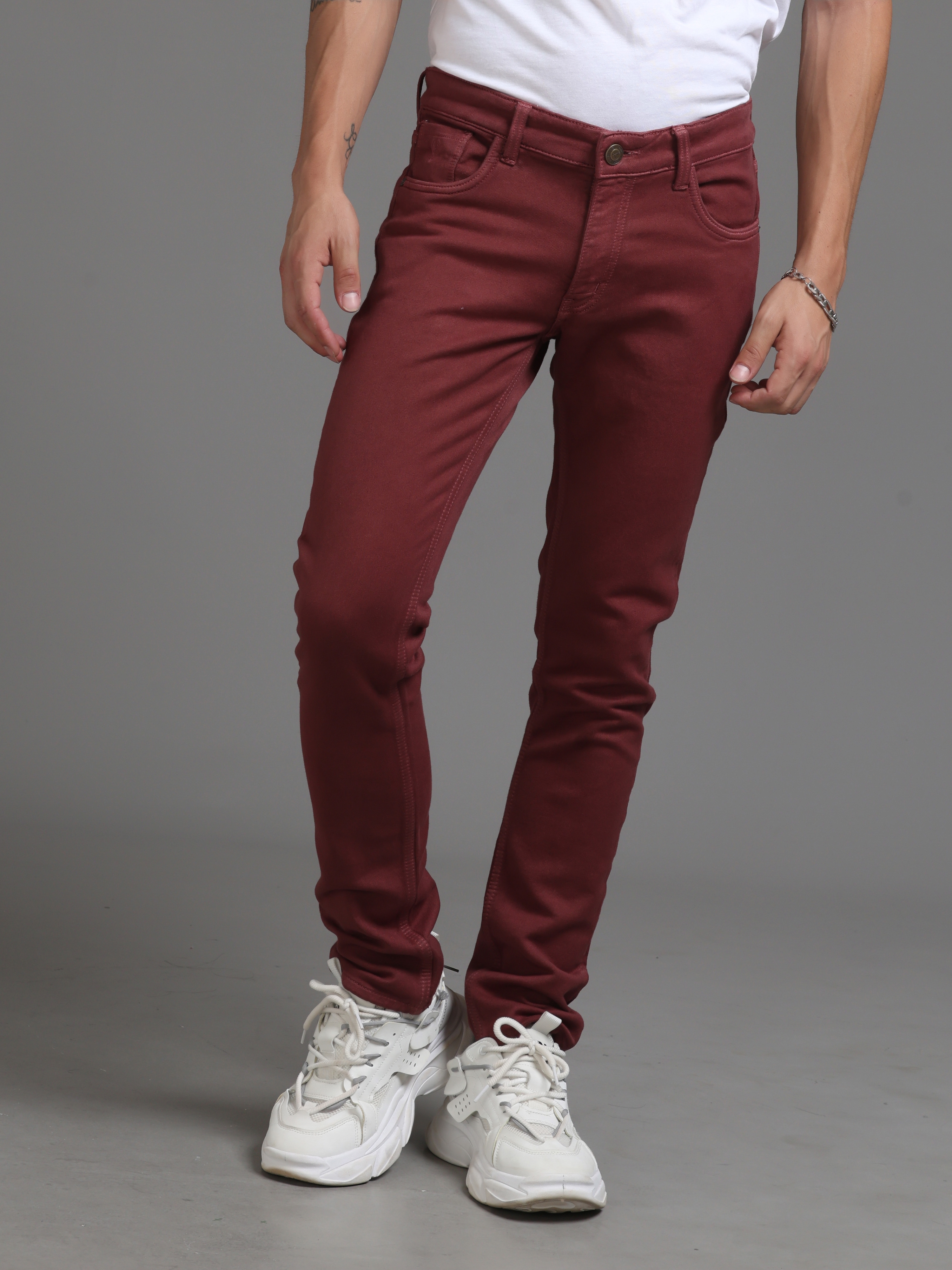 Maroon Luxe Denim Jeans for Men