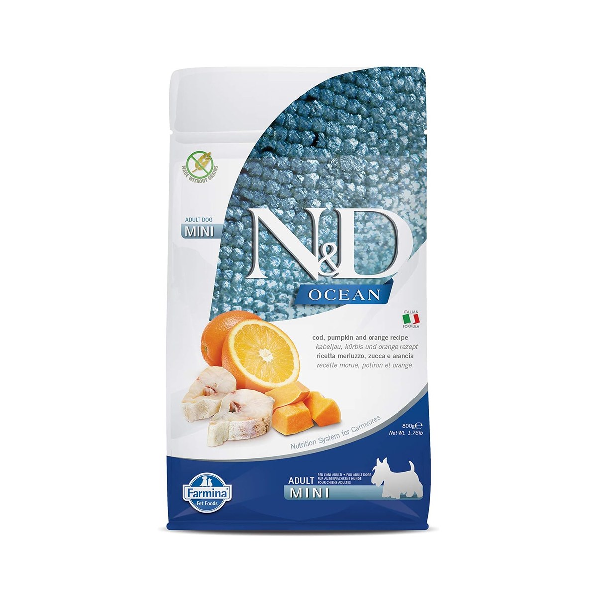 Farimina N&D Ocean Pumpkin Cod & Orange Adult Medium/Maxi Dry Dog Food - 2.5 Kg