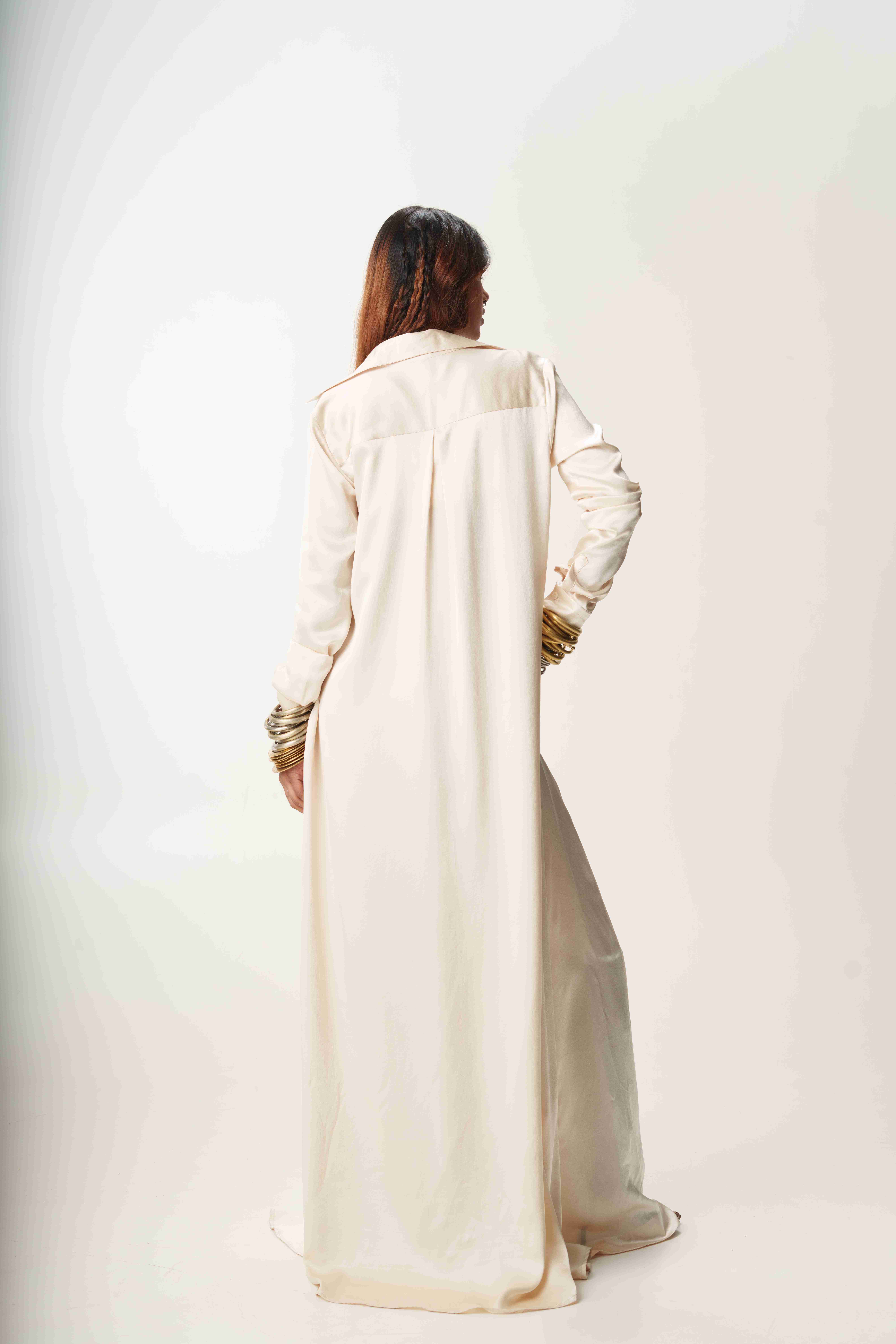 Shirt Dress with emb. Crop top & Trouser