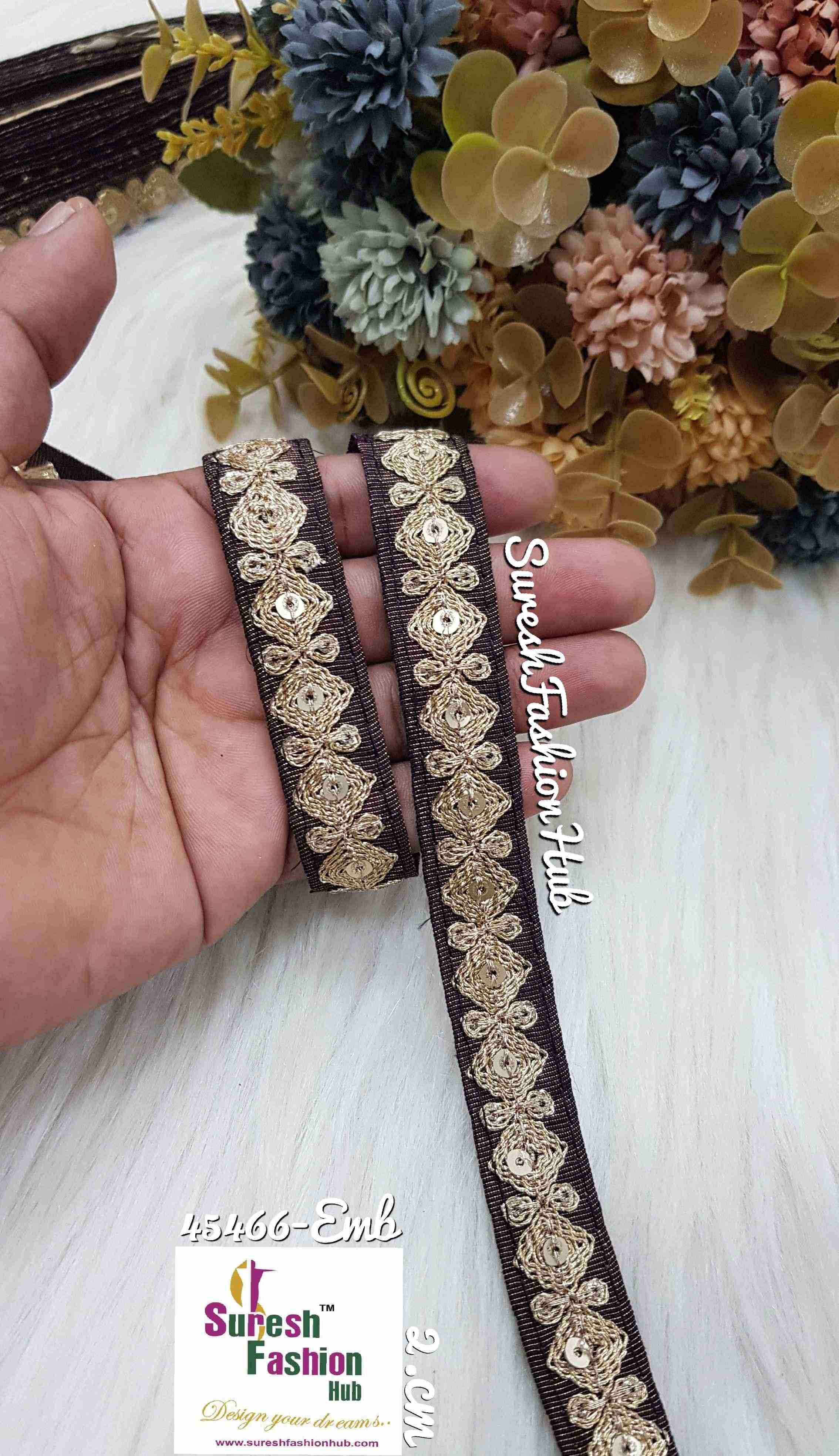 Carob Brown Embroidered Design Trim