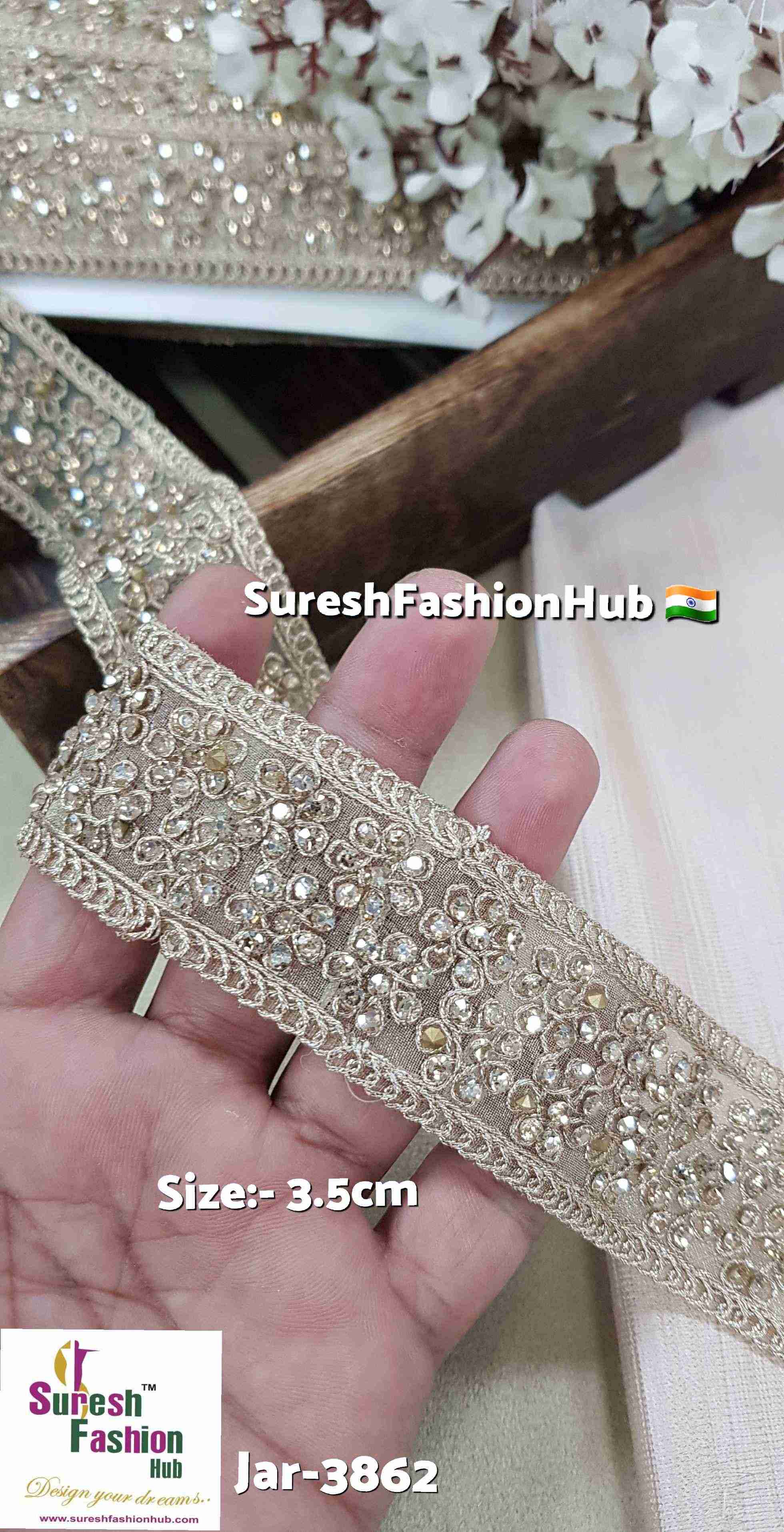 Pearl Gold Double-Line Floral Dori Lace