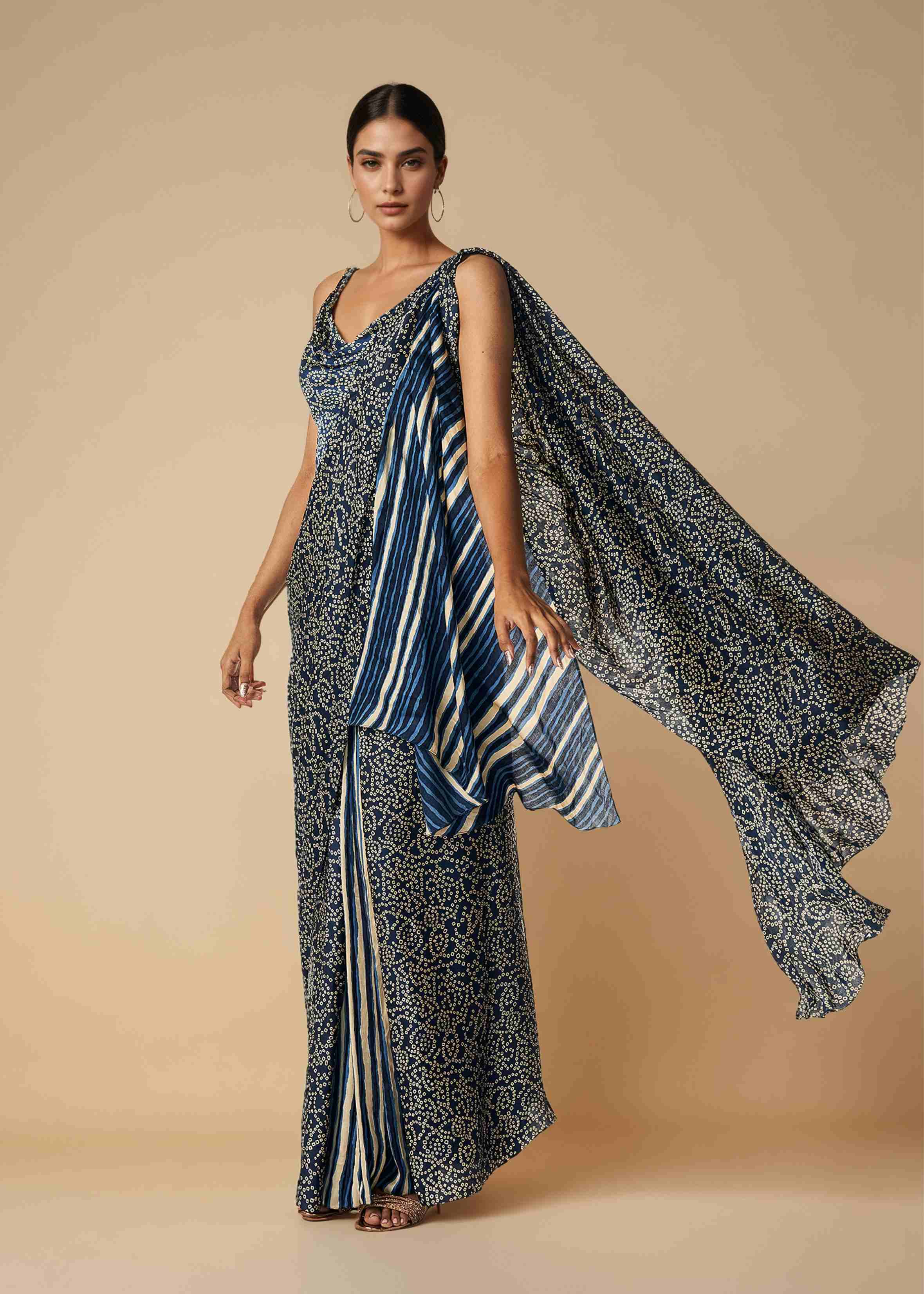 Blue Draped Saree
