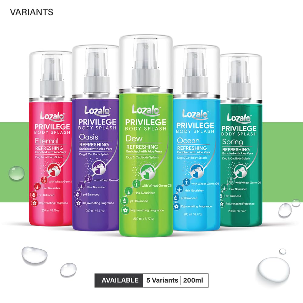 Lozalo Privilege Dew Body Splash Refreshing Grooming Spray for Dogs & Cats, 200 ml