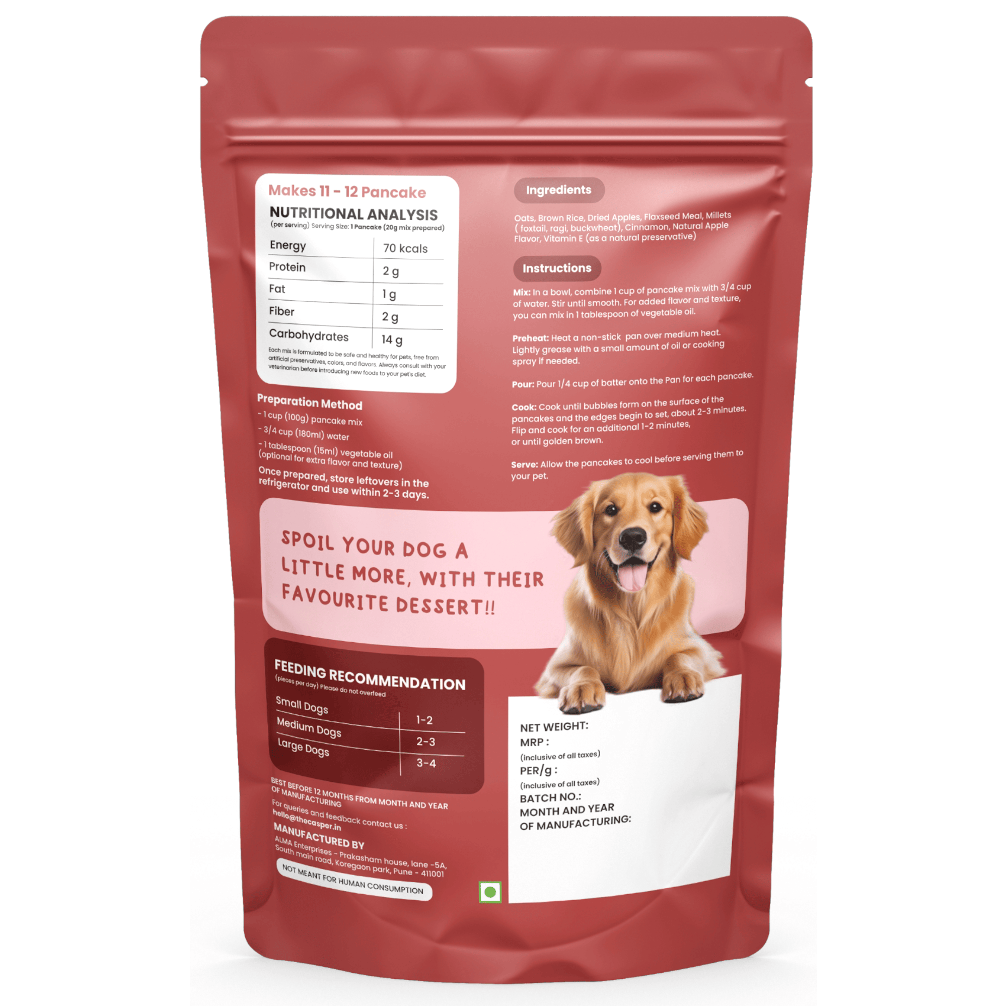 Casper Pancake Mix Apple Flavour Dog Treat - 250g