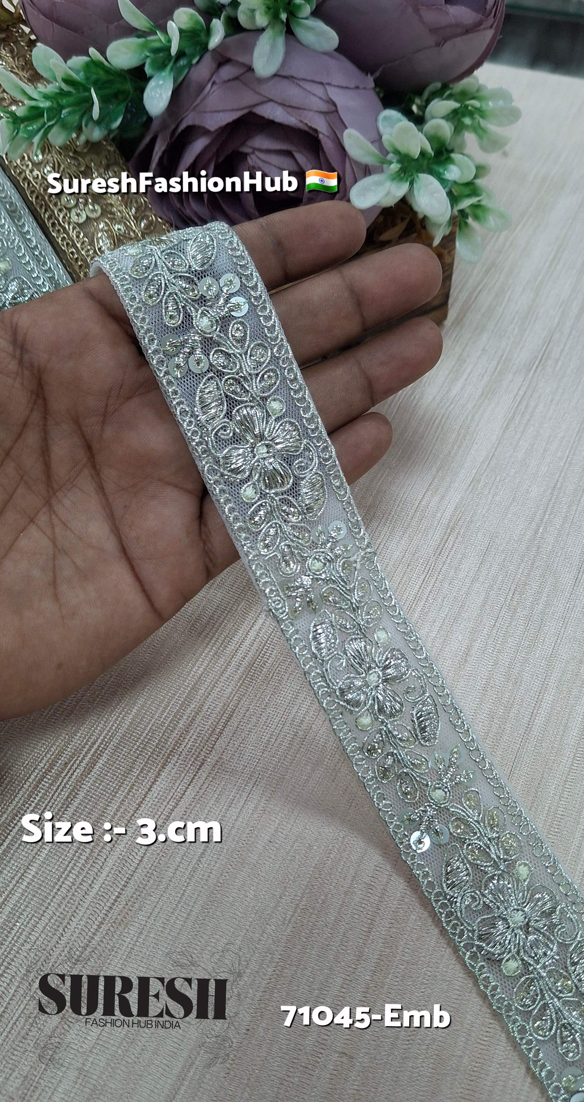 Water Silver Luxe Embroidery Lace