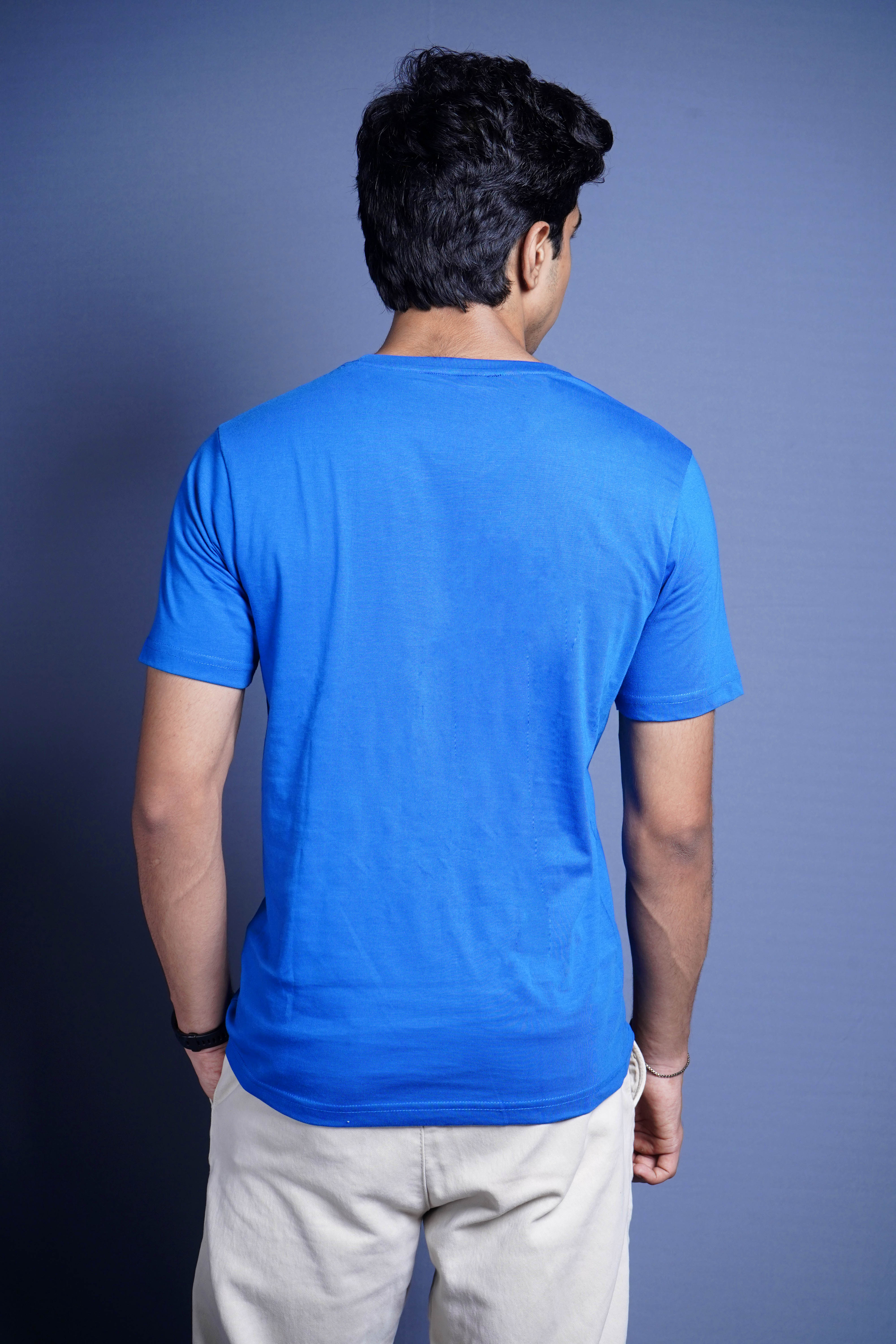 One Denim Essential Blue Round Neck Cotton T-Shirt