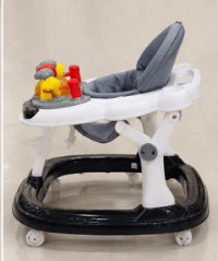 Steelbird Baby Walker with Push Handle and Toy Tray (Black & White)