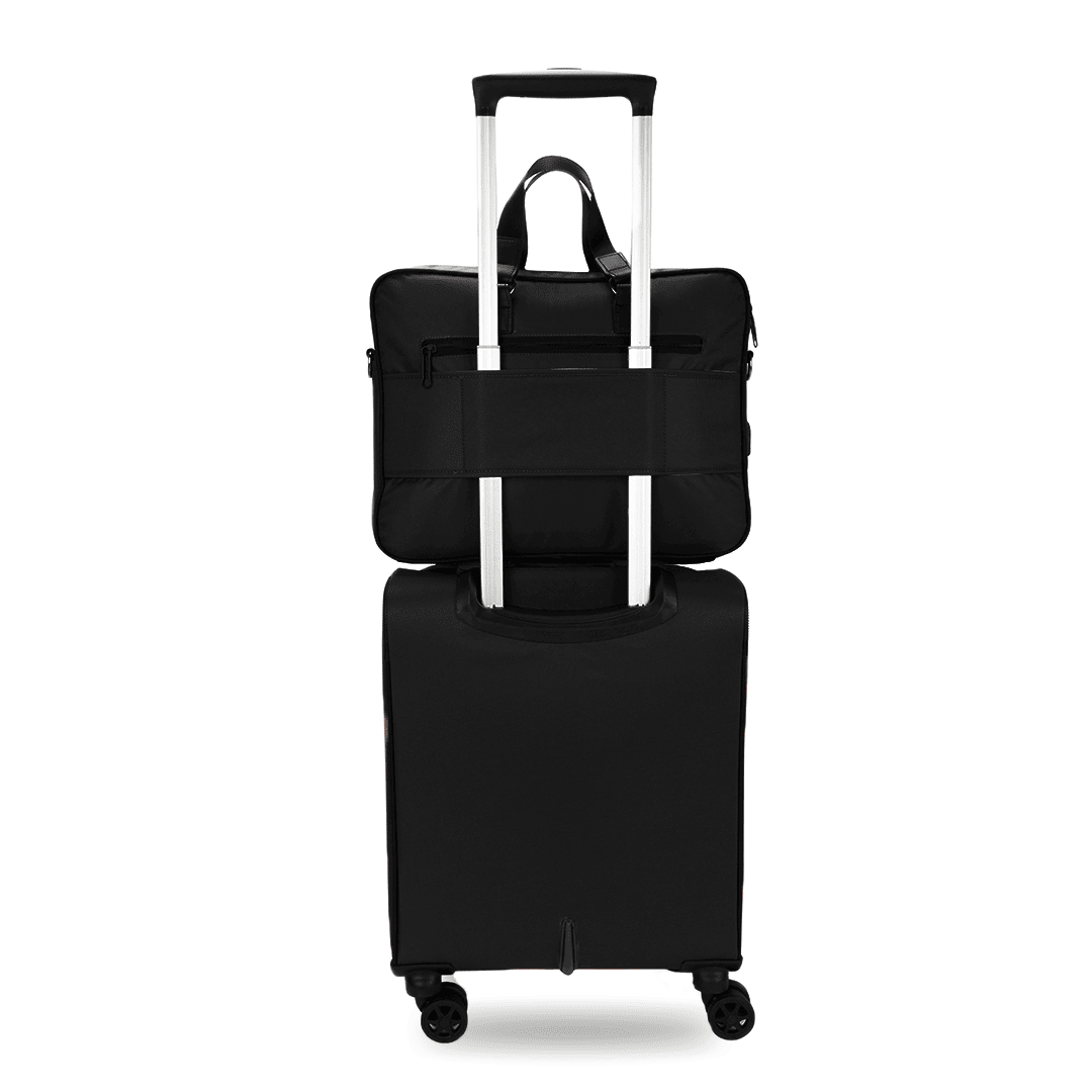 Cabin Luggage Trolley Bag with Laptop Bag Combo | Free Packing Kits | Black
