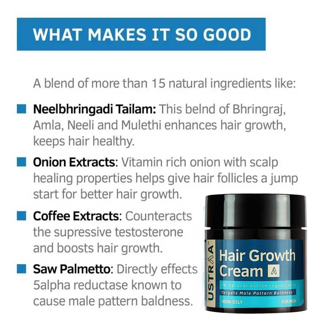 Ustraa | Ustraa Anti Hair Fall Shampoo 250 ml & Hair growth Cream 100 g 7